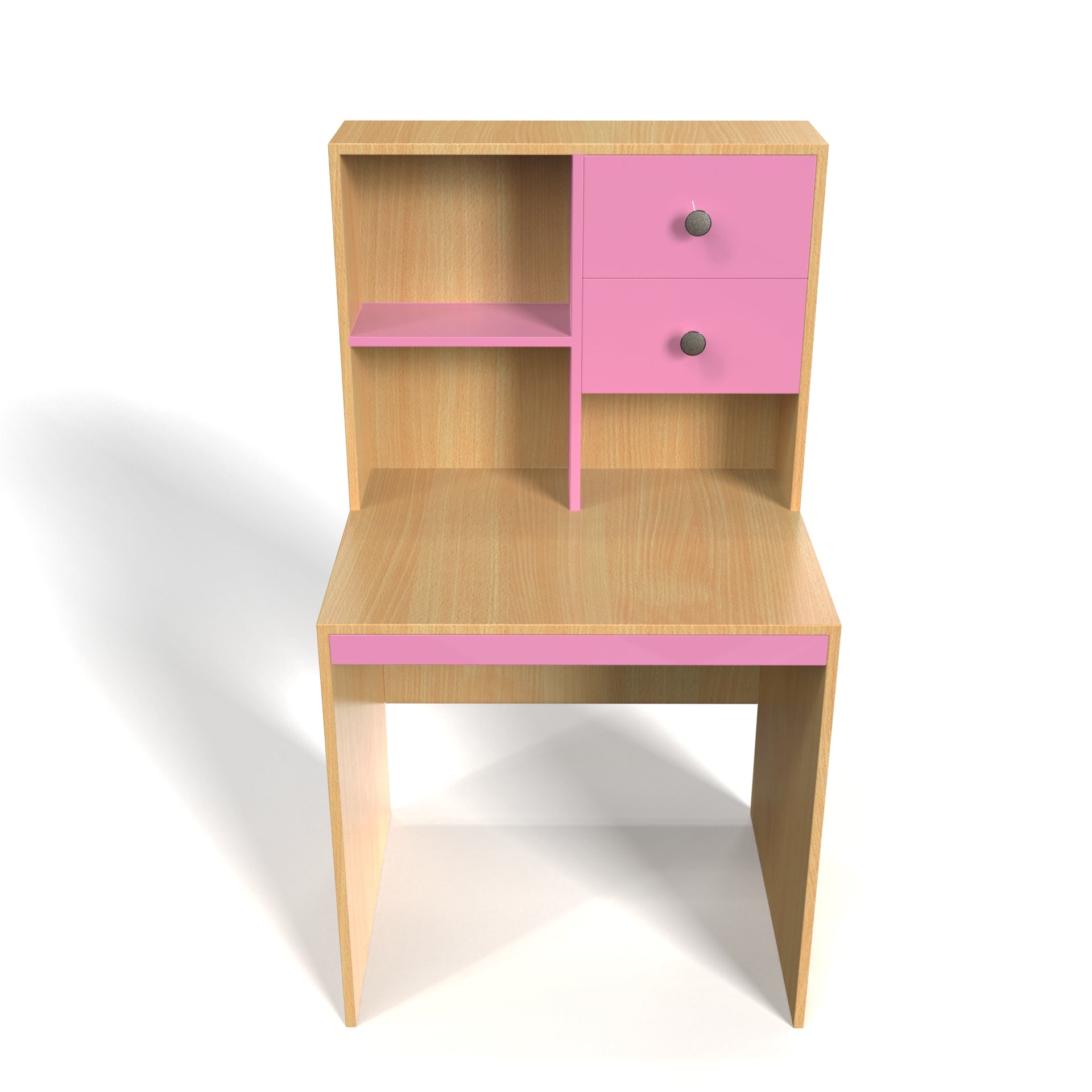 Allen StudyTable with Storage - Bavarian Beech and Hutch Pink - Neehv Home