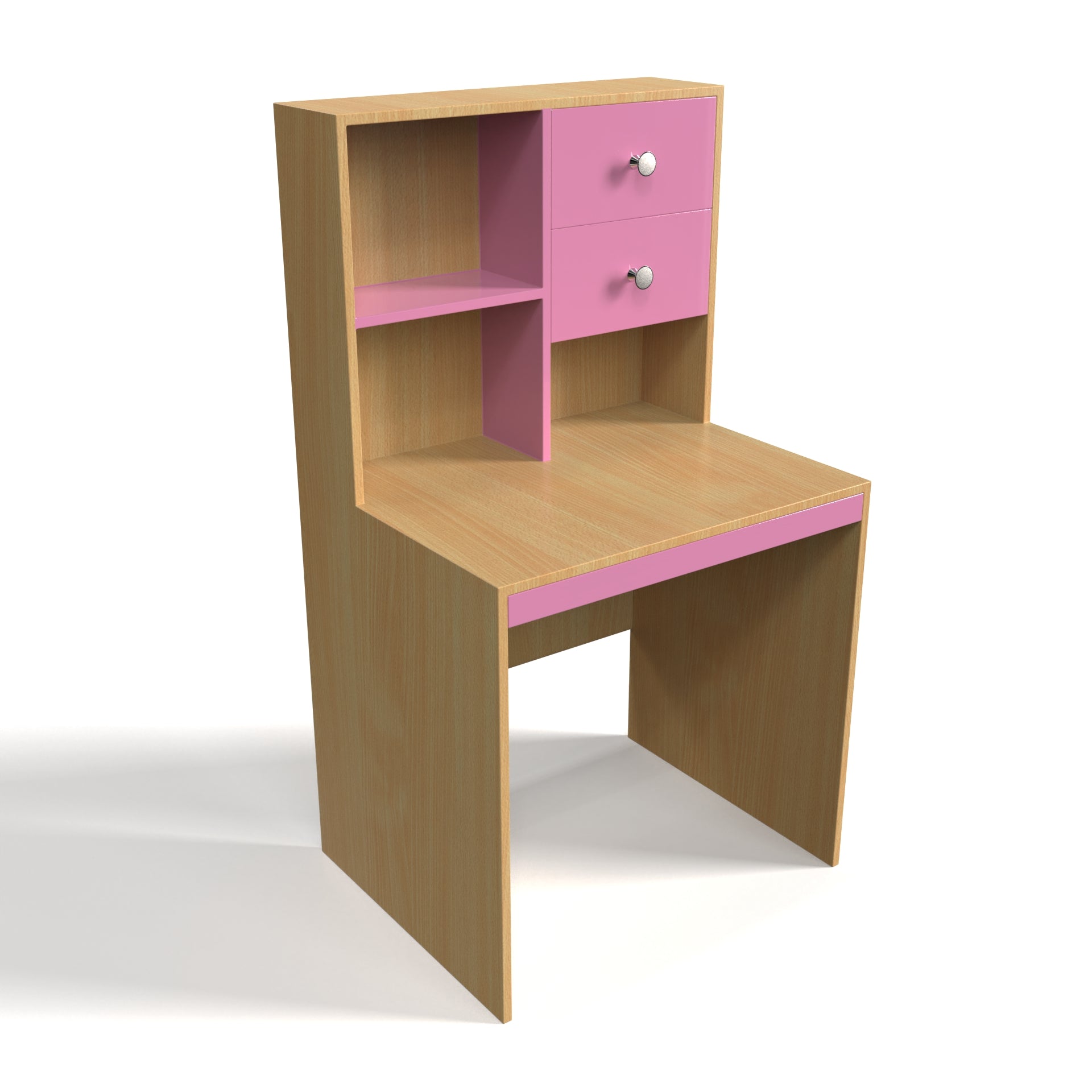 Allen StudyTable with Storage - Bavarian Beech and Hutch Pink - Neehv Home