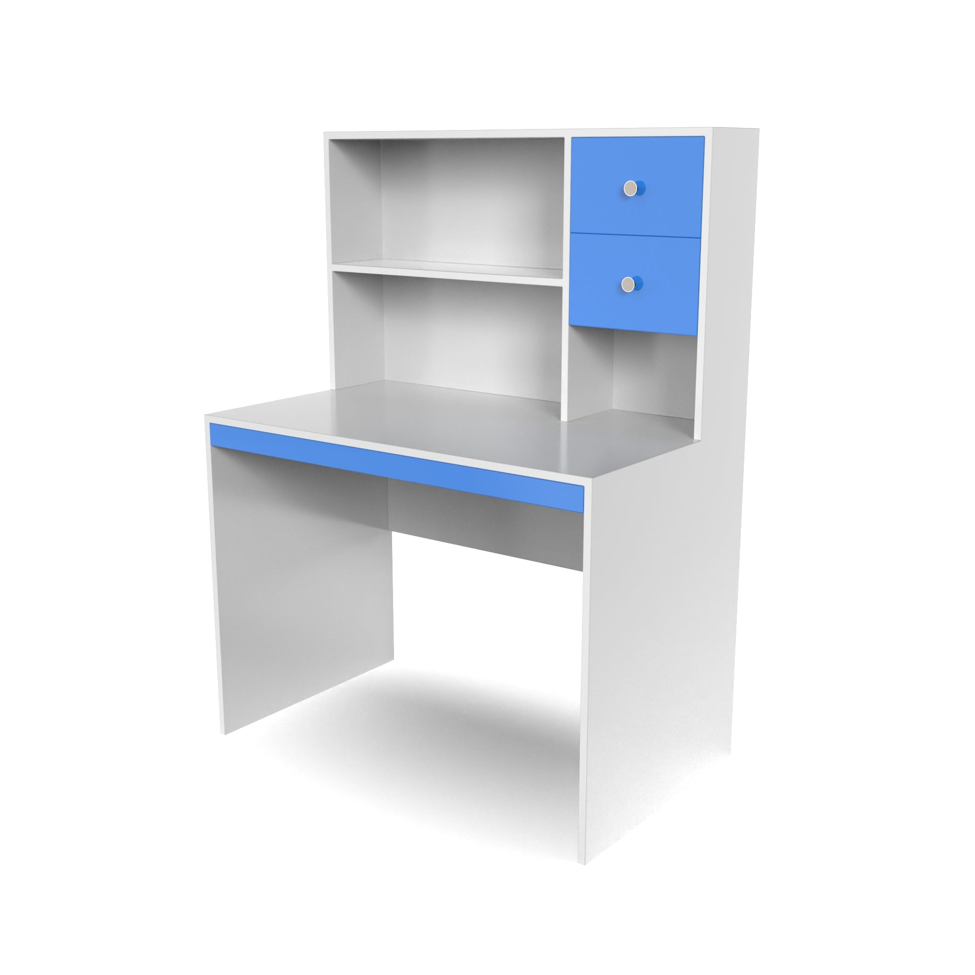 Franklin Study Table with Storage - HongKong Blue and Frosty White - Neehv Home