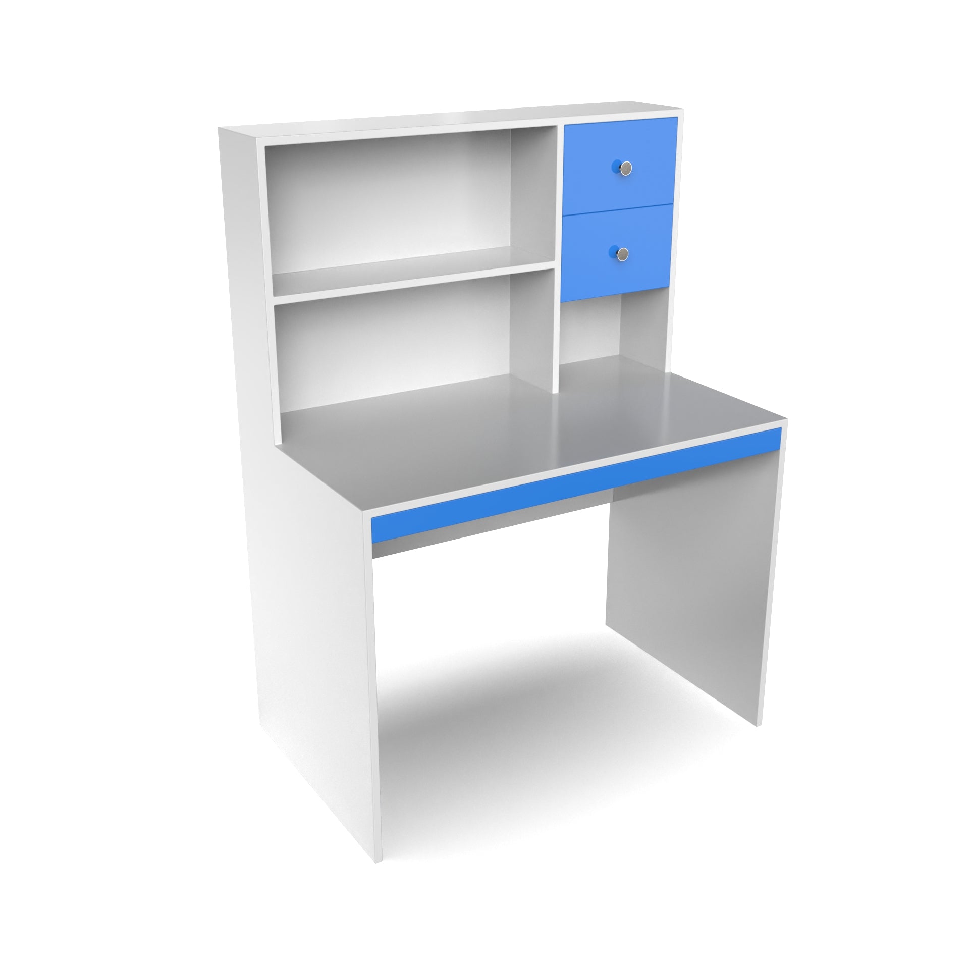 Franklin Study Table with Storage - HongKong Blue and Frosty White - Neehv Home