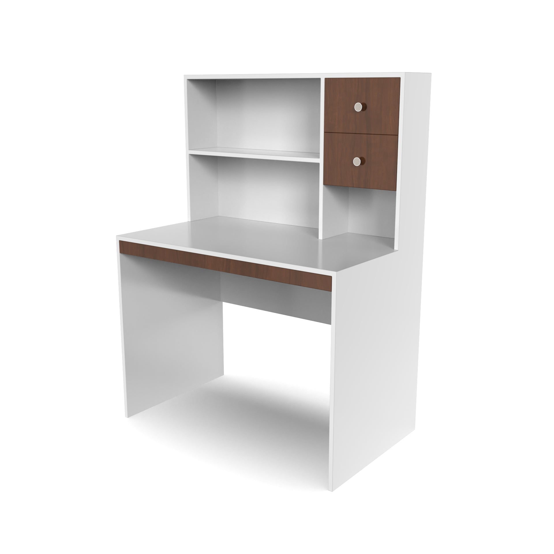 Franklin Study Table with Storage - Brazilian Walnut and Frosty White - Neehv Home