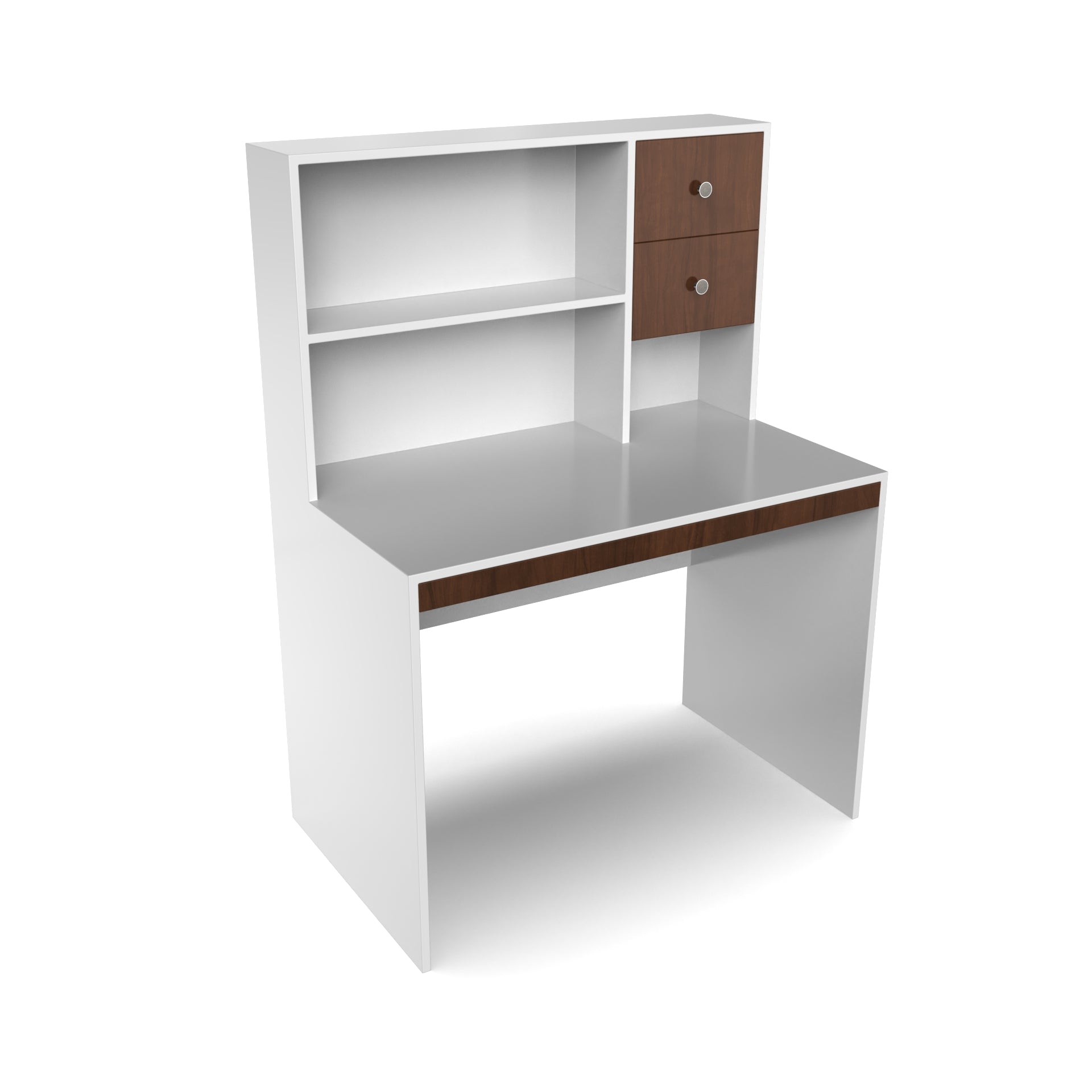 Franklin Study Table with Storage - Brazilian Walnut and Frosty White - Neehv Home