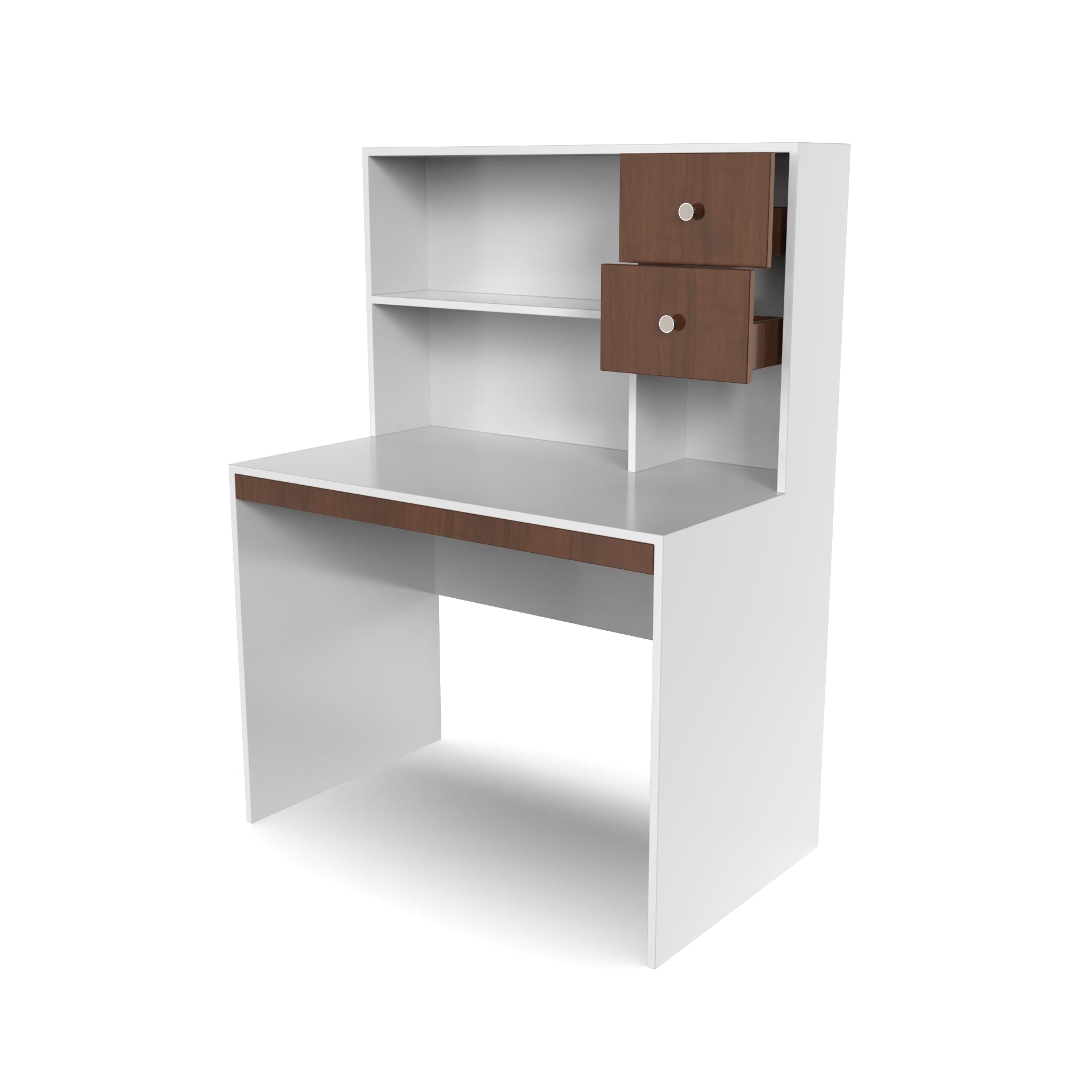 Franklin Study Table with Storage - Brazilian Walnut and Frosty White - Neehv Home