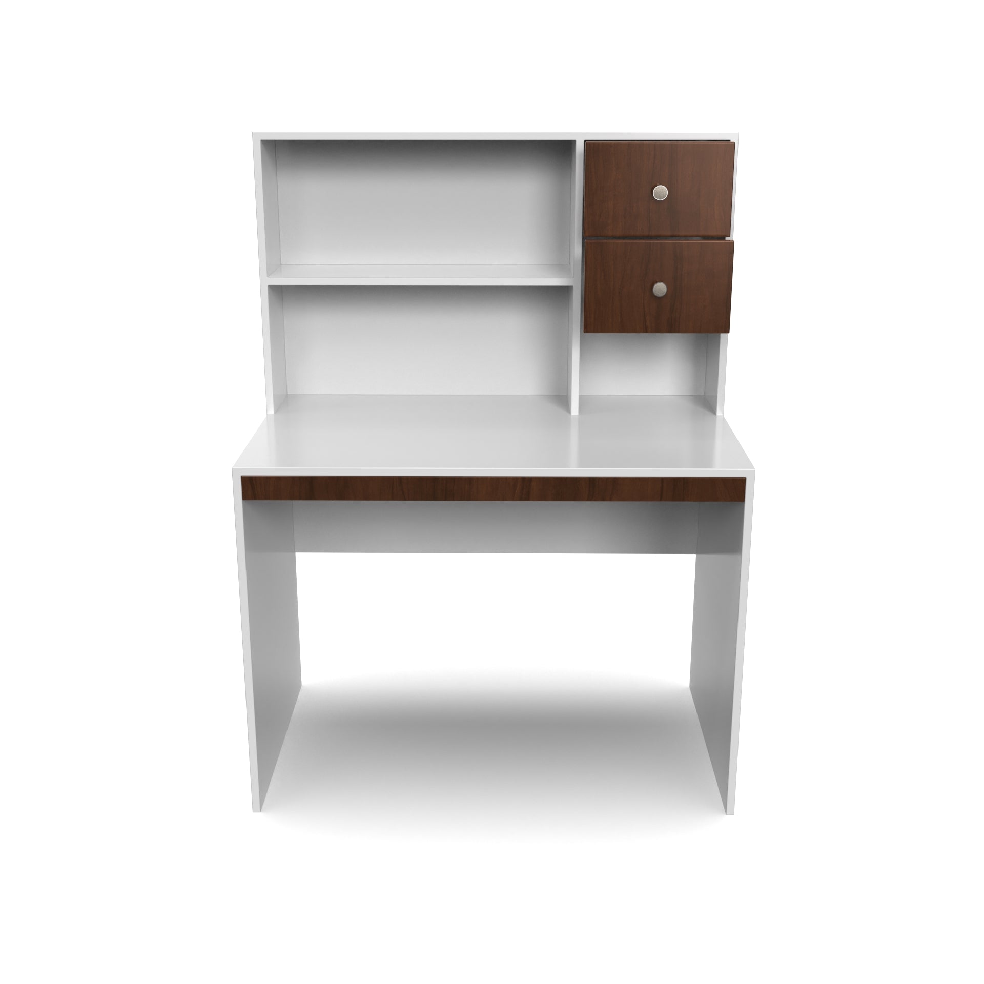 Franklin Study Table with Storage - Brazilian Walnut and Frosty White - Neehv Home