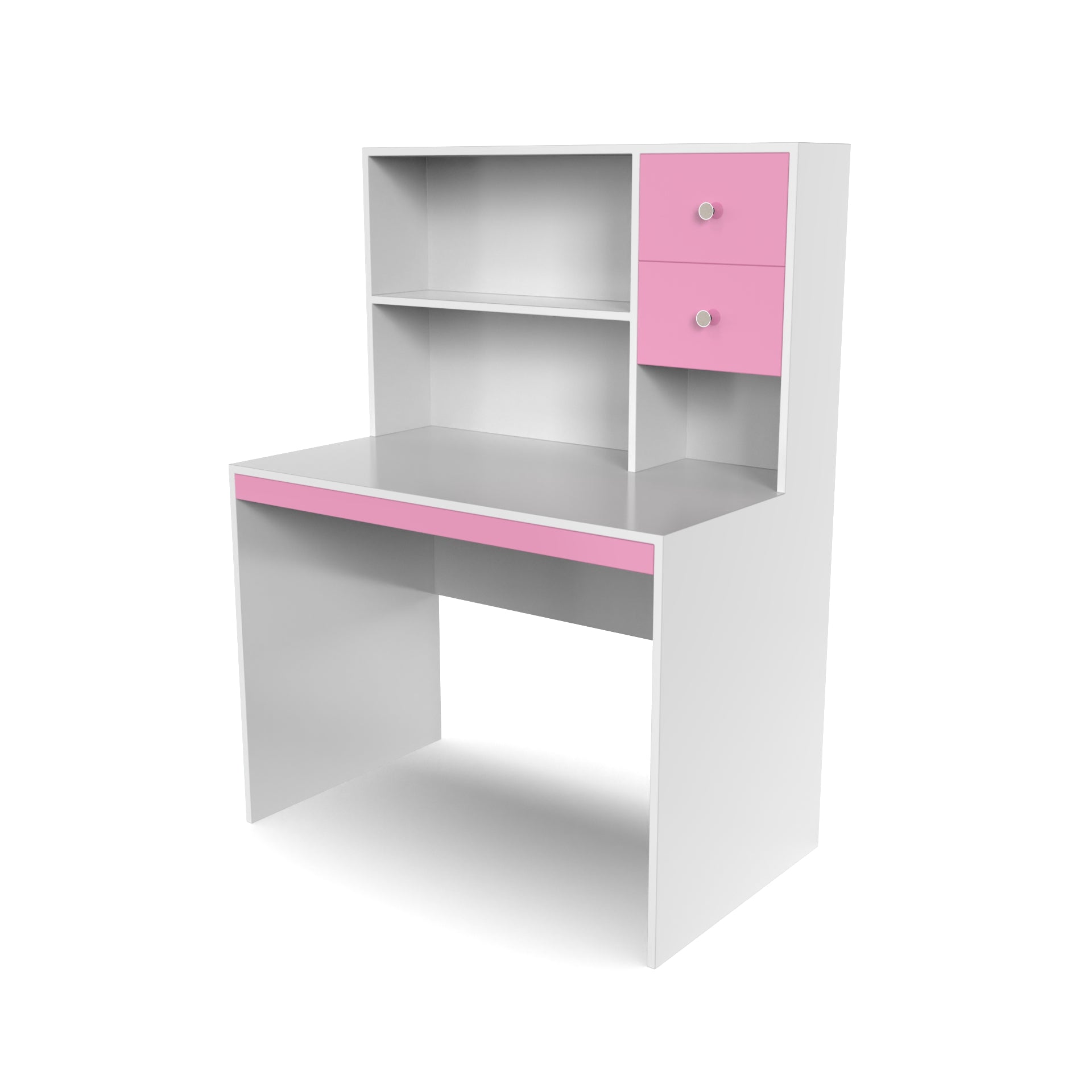 Franklin Study Table with Storage - Hutch Pink and Frosty White - Neehv Home