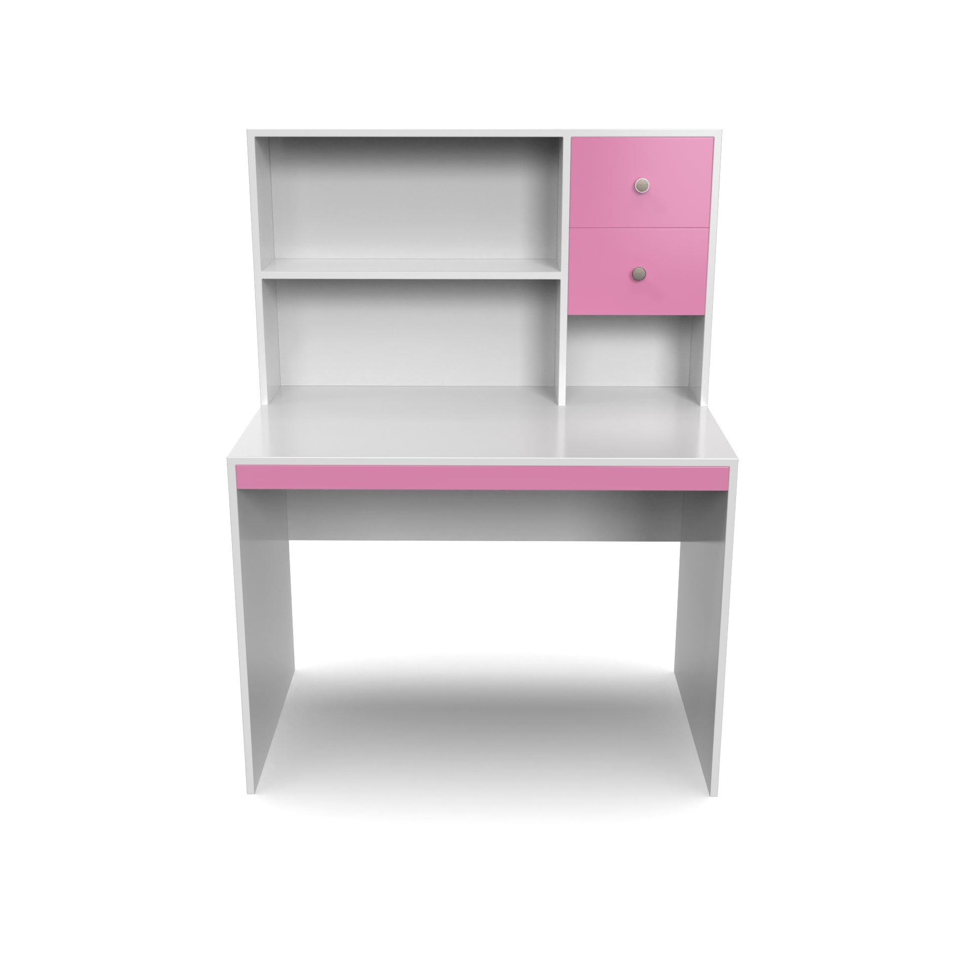 Franklin Study Table with Storage - Hutch Pink and Frosty White - Neehv Home