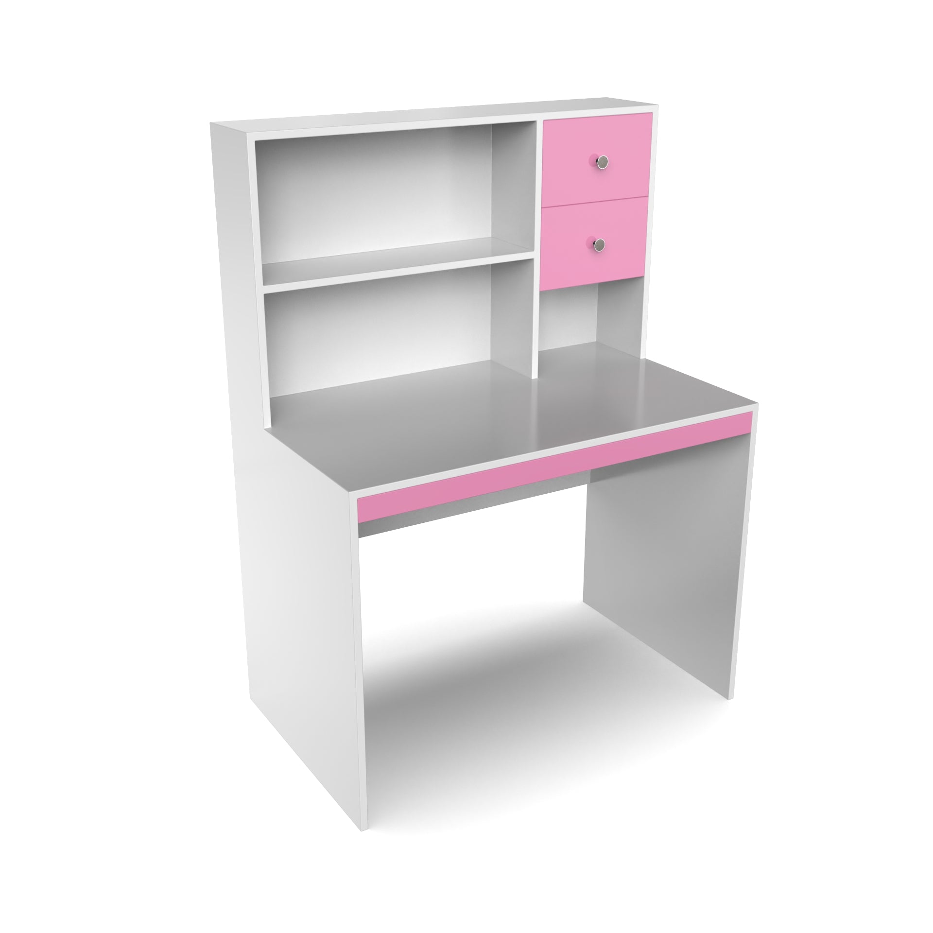 Franklin Study Table with Storage - Hutch Pink and Frosty White - Neehv Home