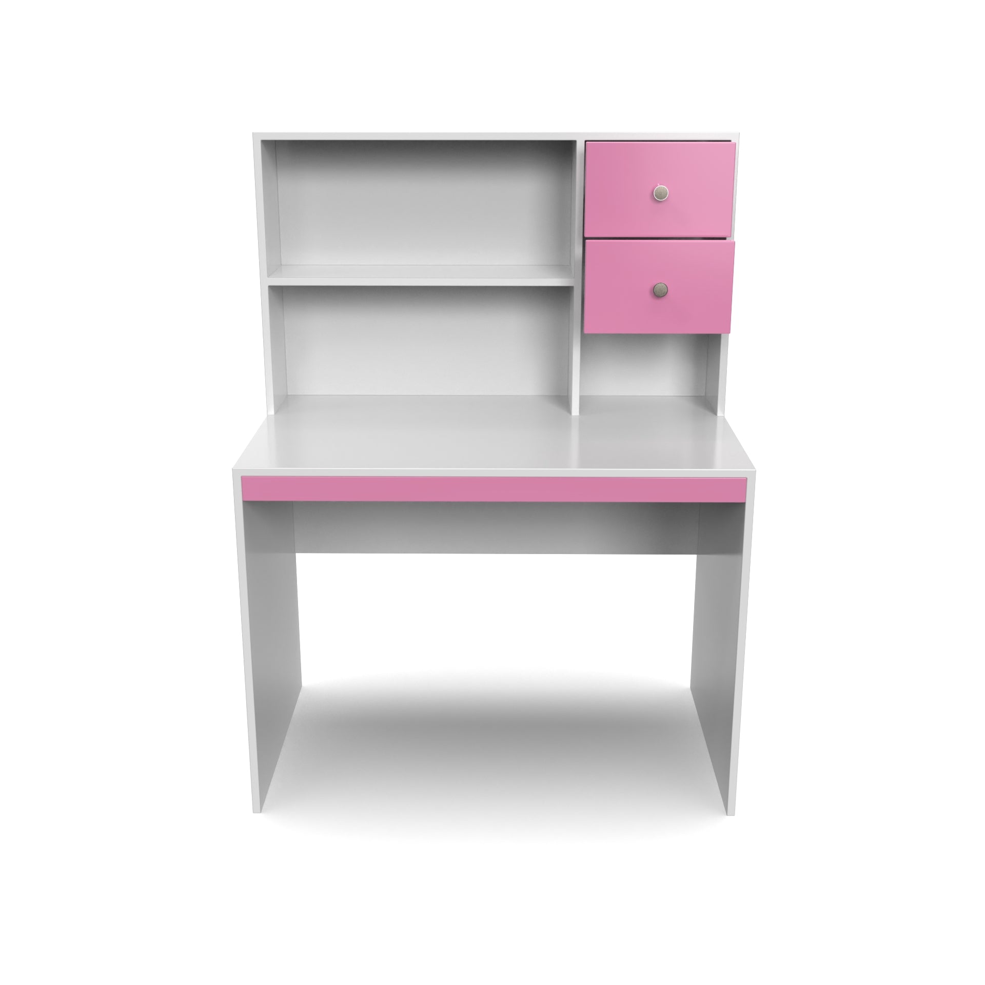 Franklin Study Table with Storage - Hutch Pink and Frosty White - Neehv Home