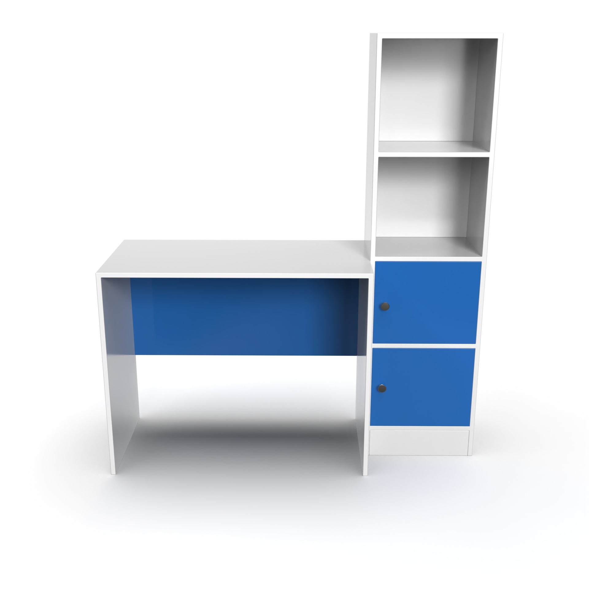 Carter Study Table with Bookshelf (Grande) - HongKong Blue and Frosty White - Neehv Home