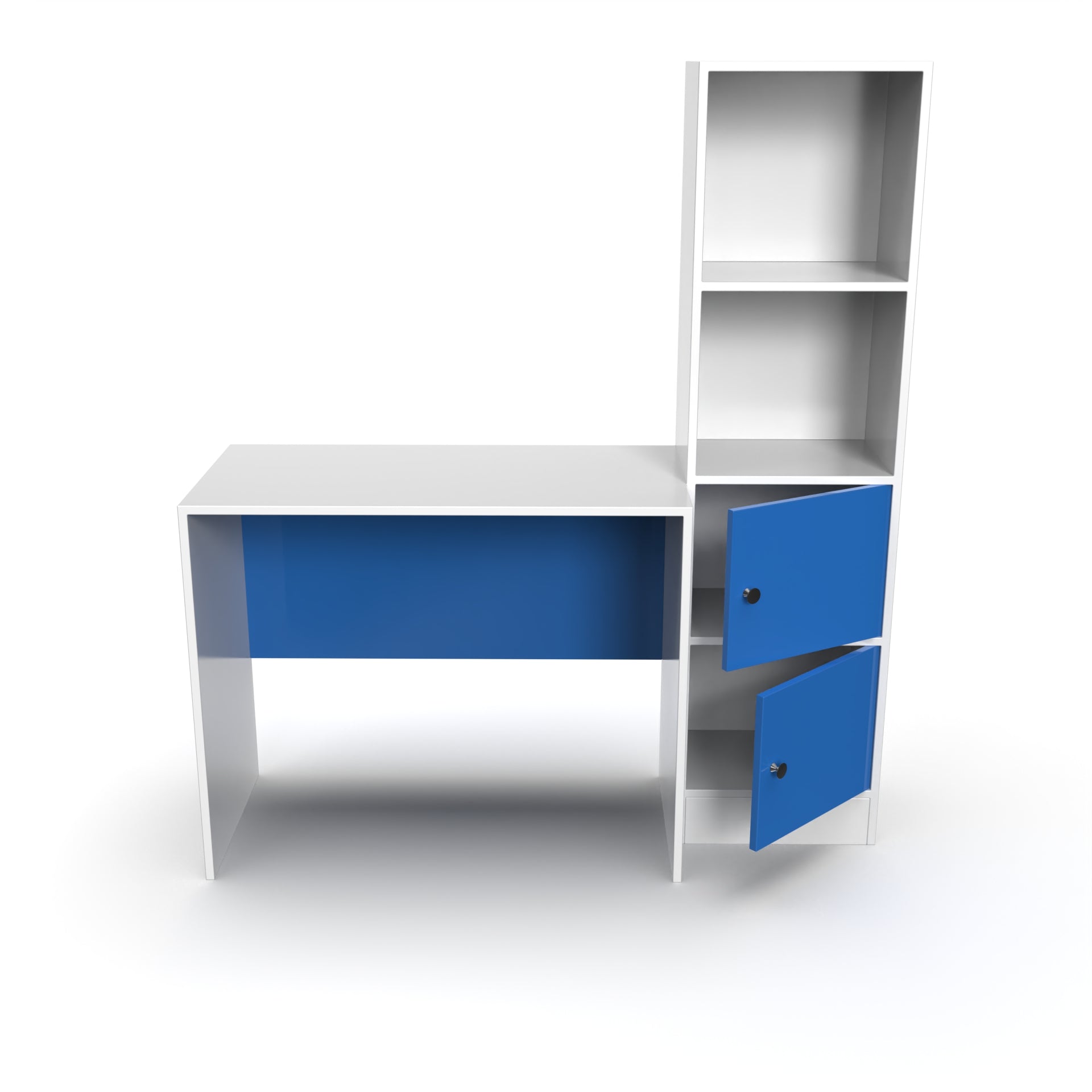 Carter Study Table with Bookshelf (Grande) - HongKong Blue and Frosty White - Neehv Home