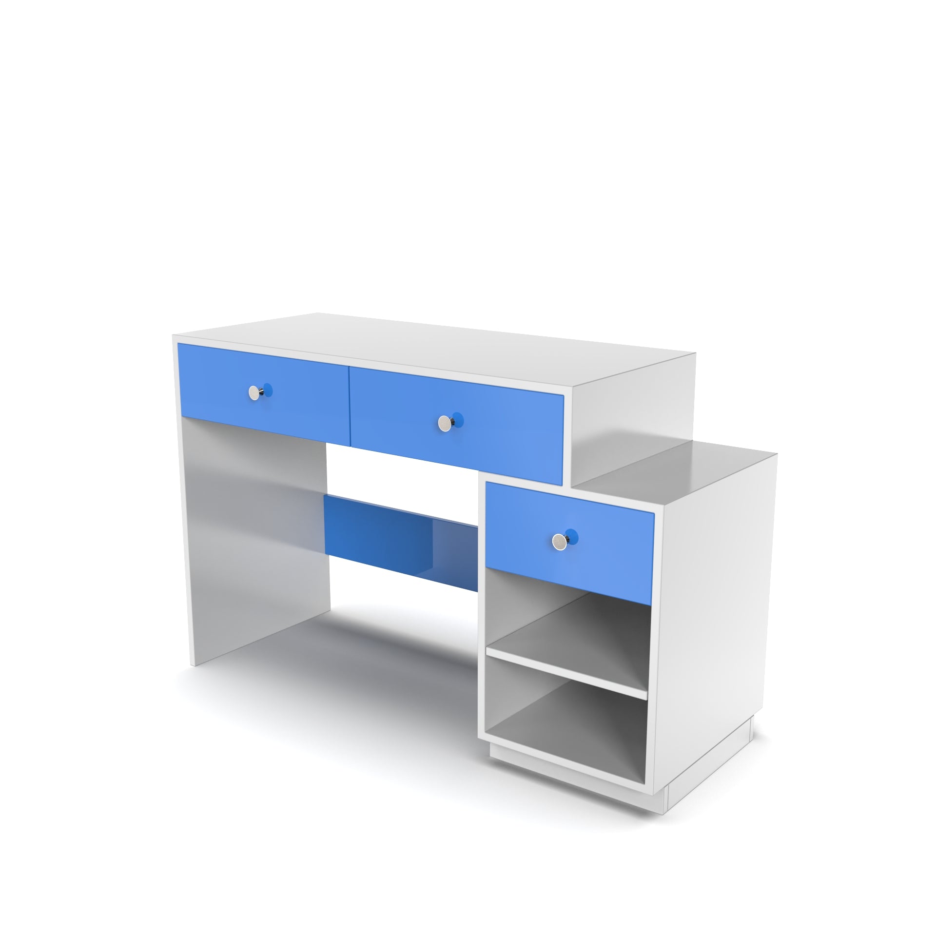 Victor Study Table with Drawers and Storage - HongKong Blue and Frosty White - Neehv Home