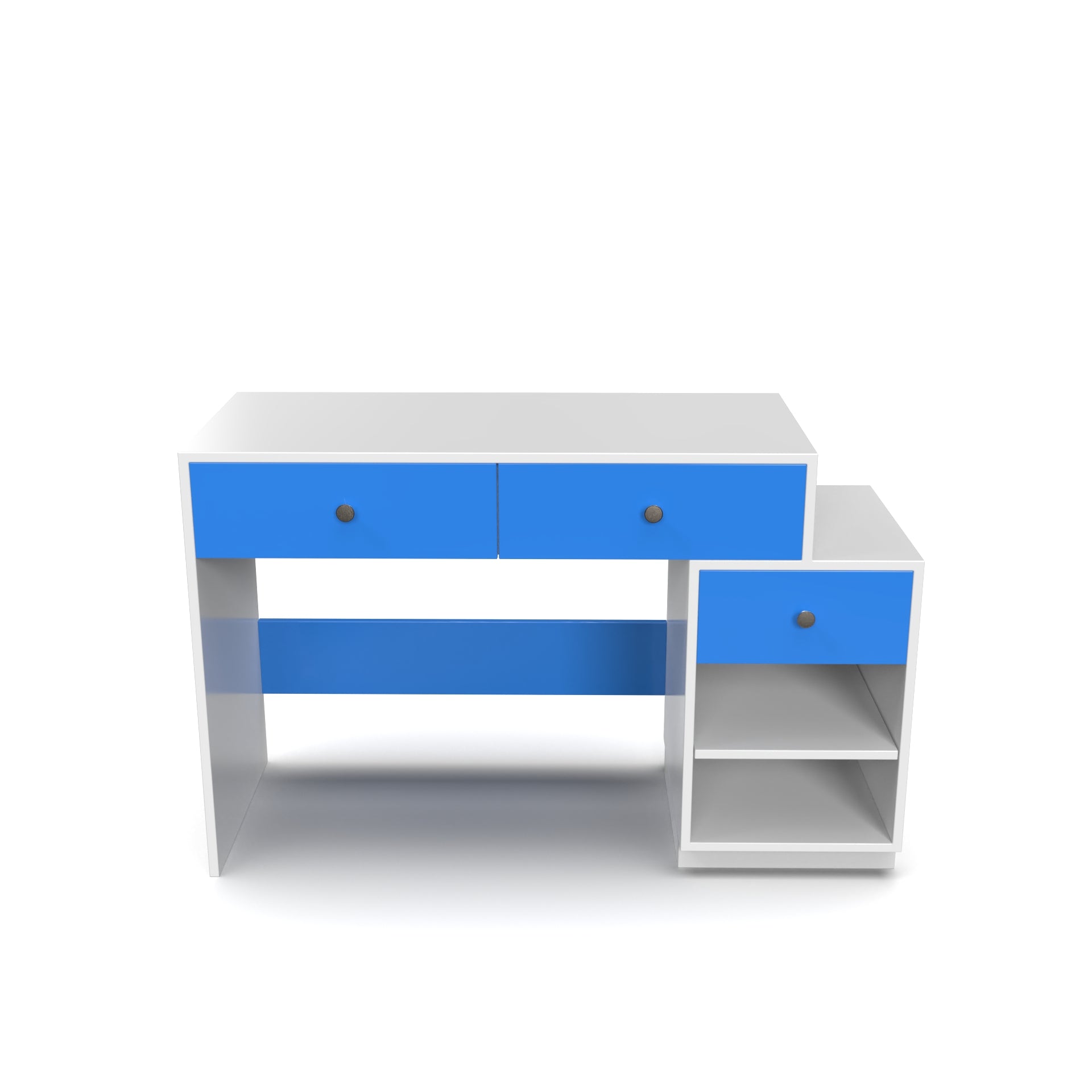 Victor Study Table with Drawers and Storage - HongKong Blue and Frosty White - Neehv Home