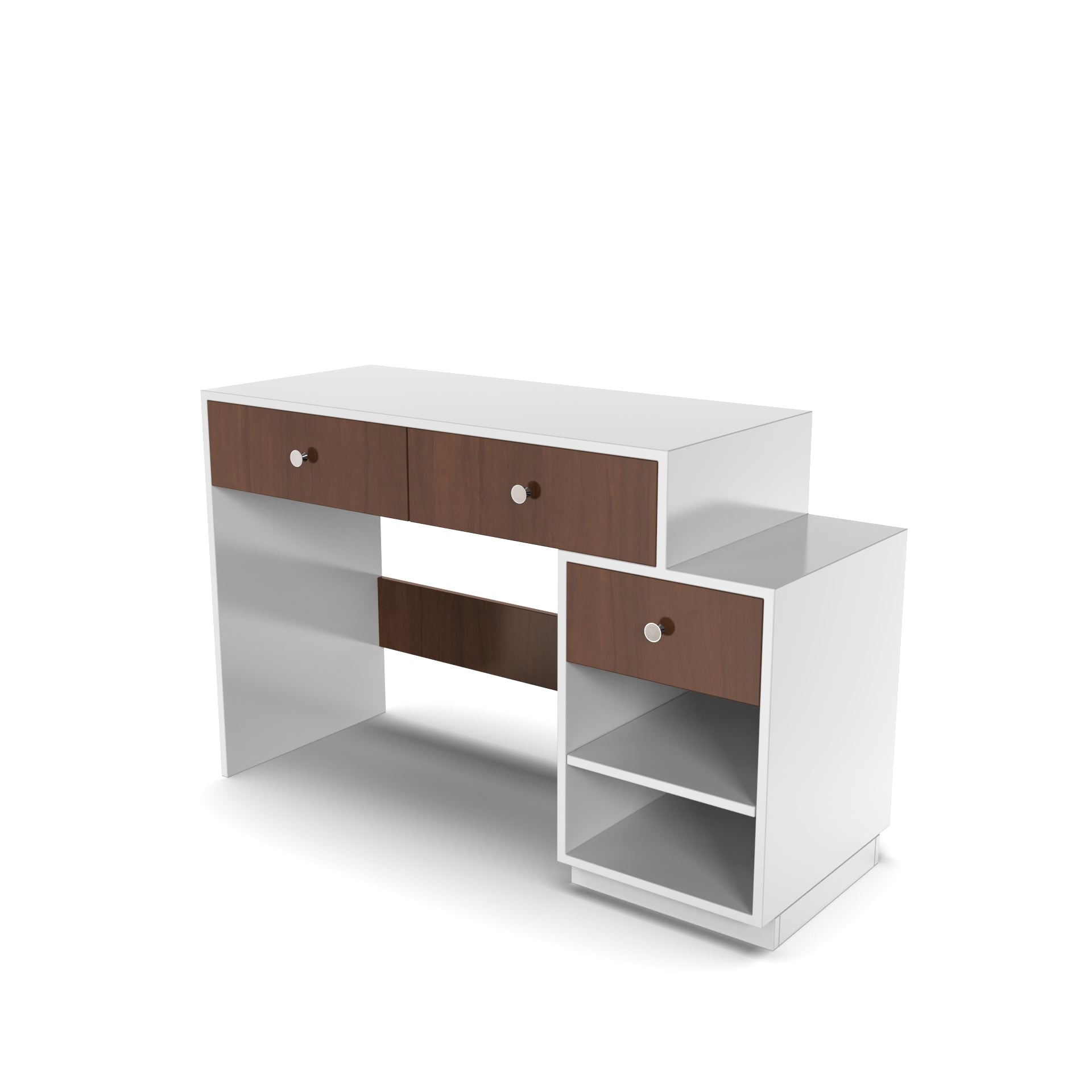 Victor Study Table with Drawers and Storage - Frosty White and Brazilian Walnut - Neehv Home