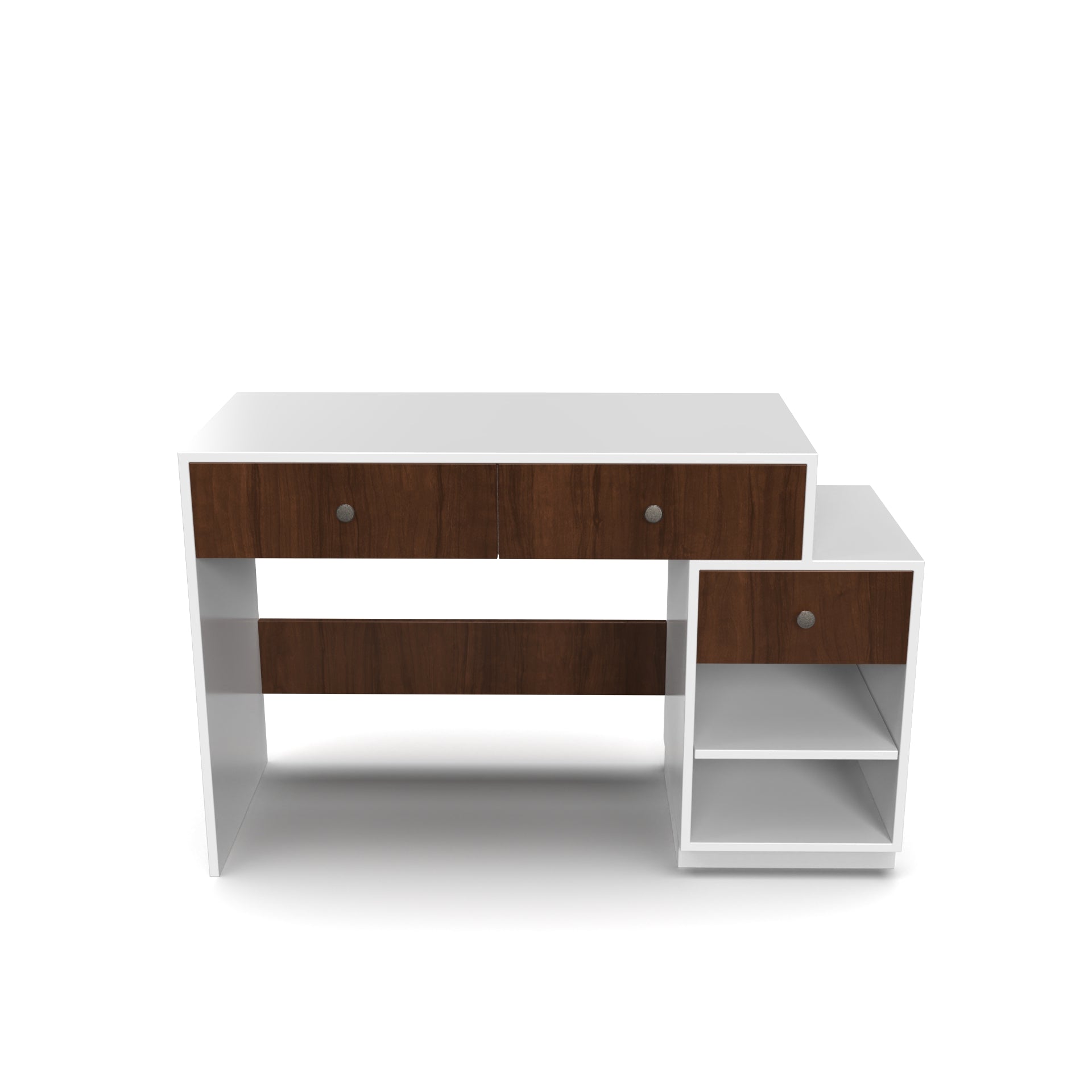 Victor Study Table with Drawers and Storage - Frosty White and Brazilian Walnut - Neehv Home