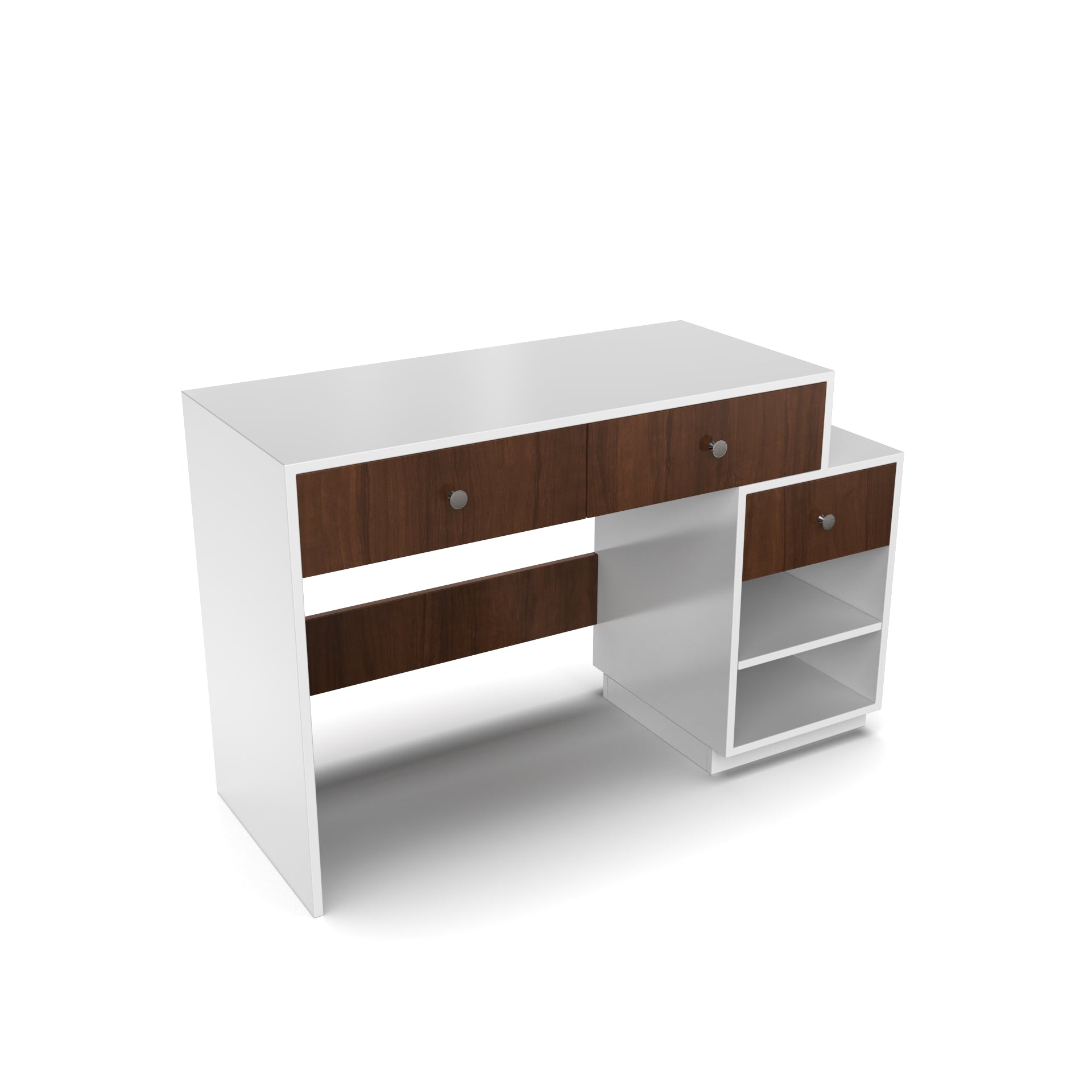 Victor Study Table with Drawers and Storage - Frosty White and Brazilian Walnut - Neehv Home