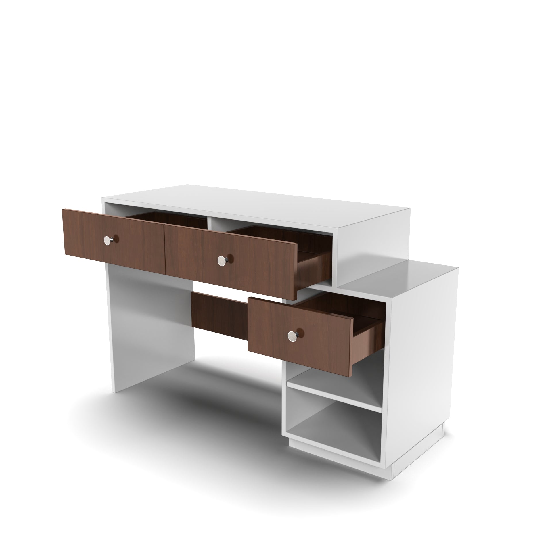 Victor Study Table with Drawers and Storage - Frosty White and Brazilian Walnut - Neehv Home