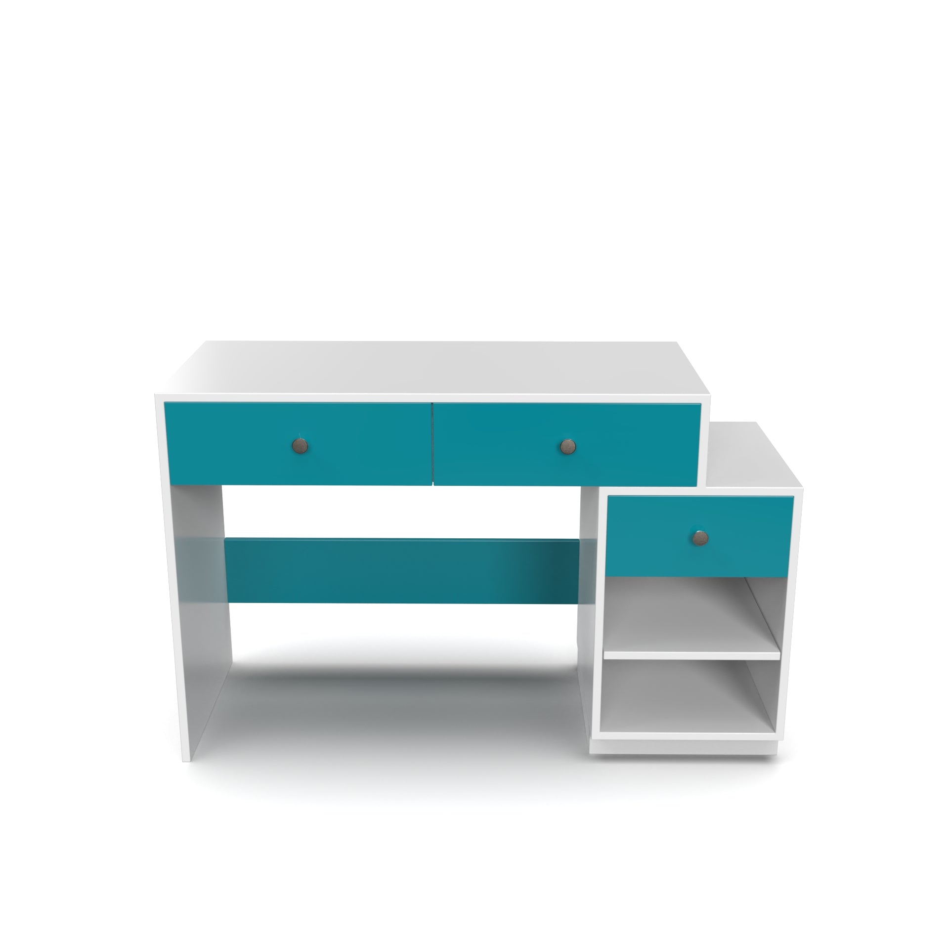 Victor Study Table with Drawers and Storage - Caribe and Frosty White - Neehv Home