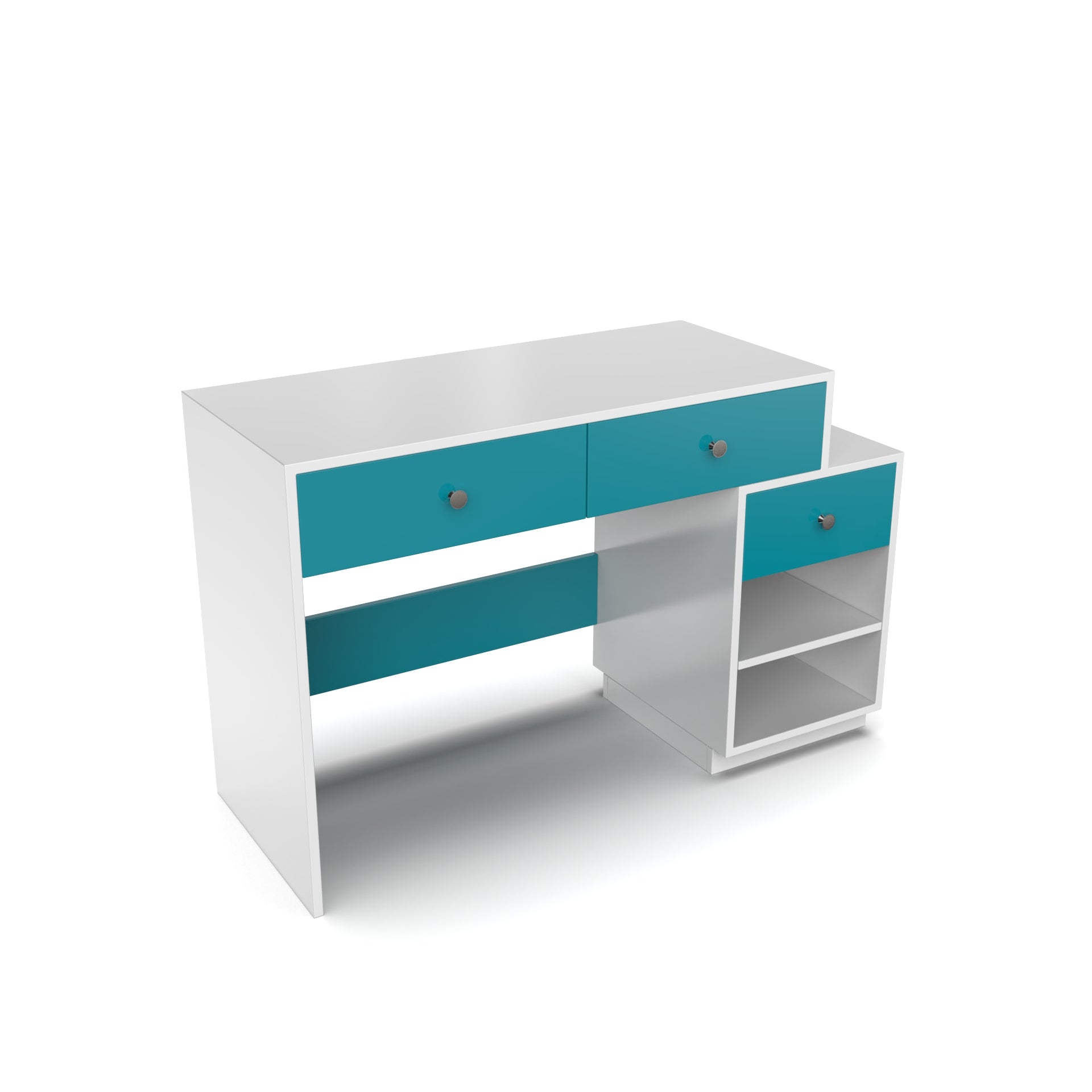 Victor Study Table with Drawers and Storage - Caribe and Frosty White - Neehv Home