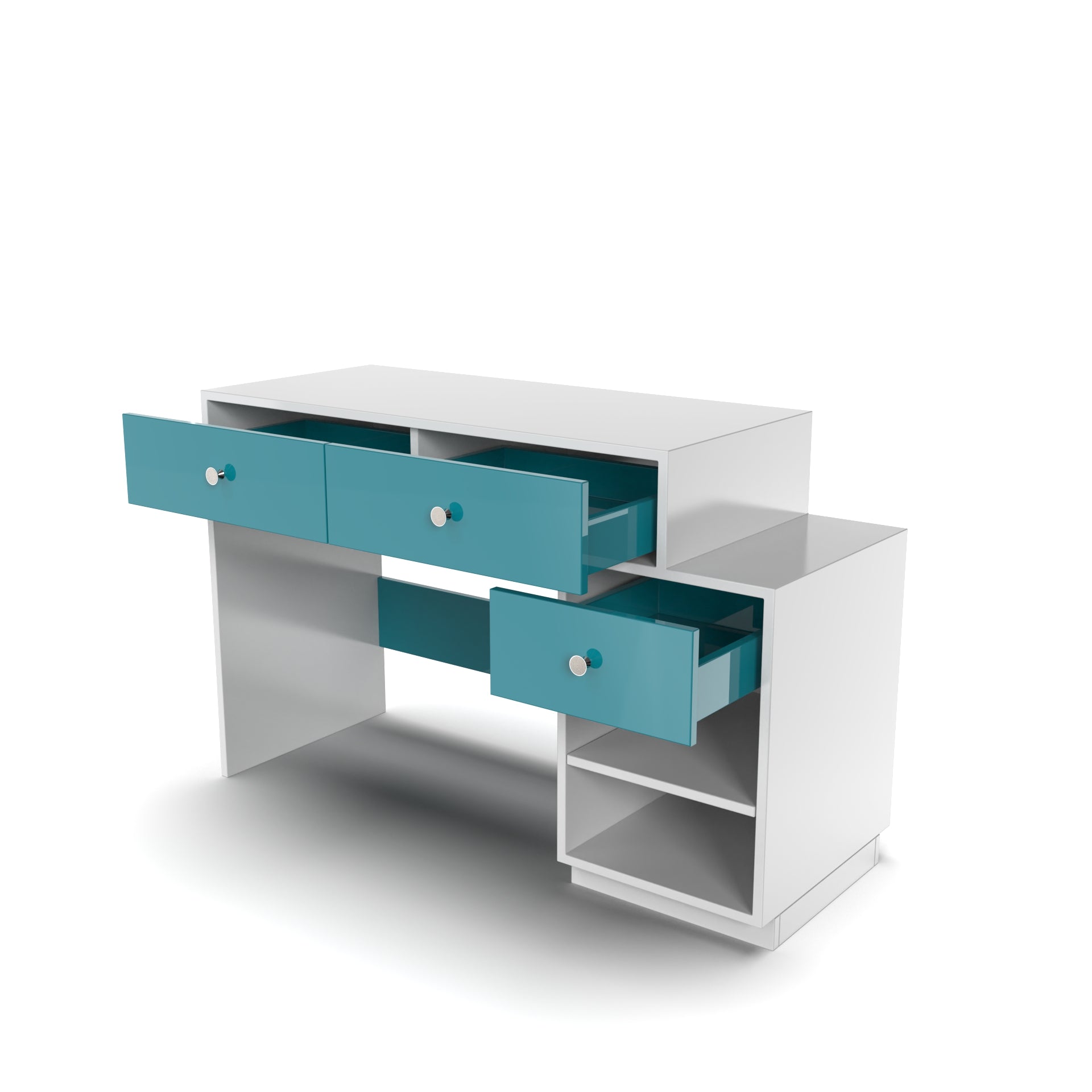 Victor Study Table with Drawers and Storage - Caribe and Frosty White - Neehv Home