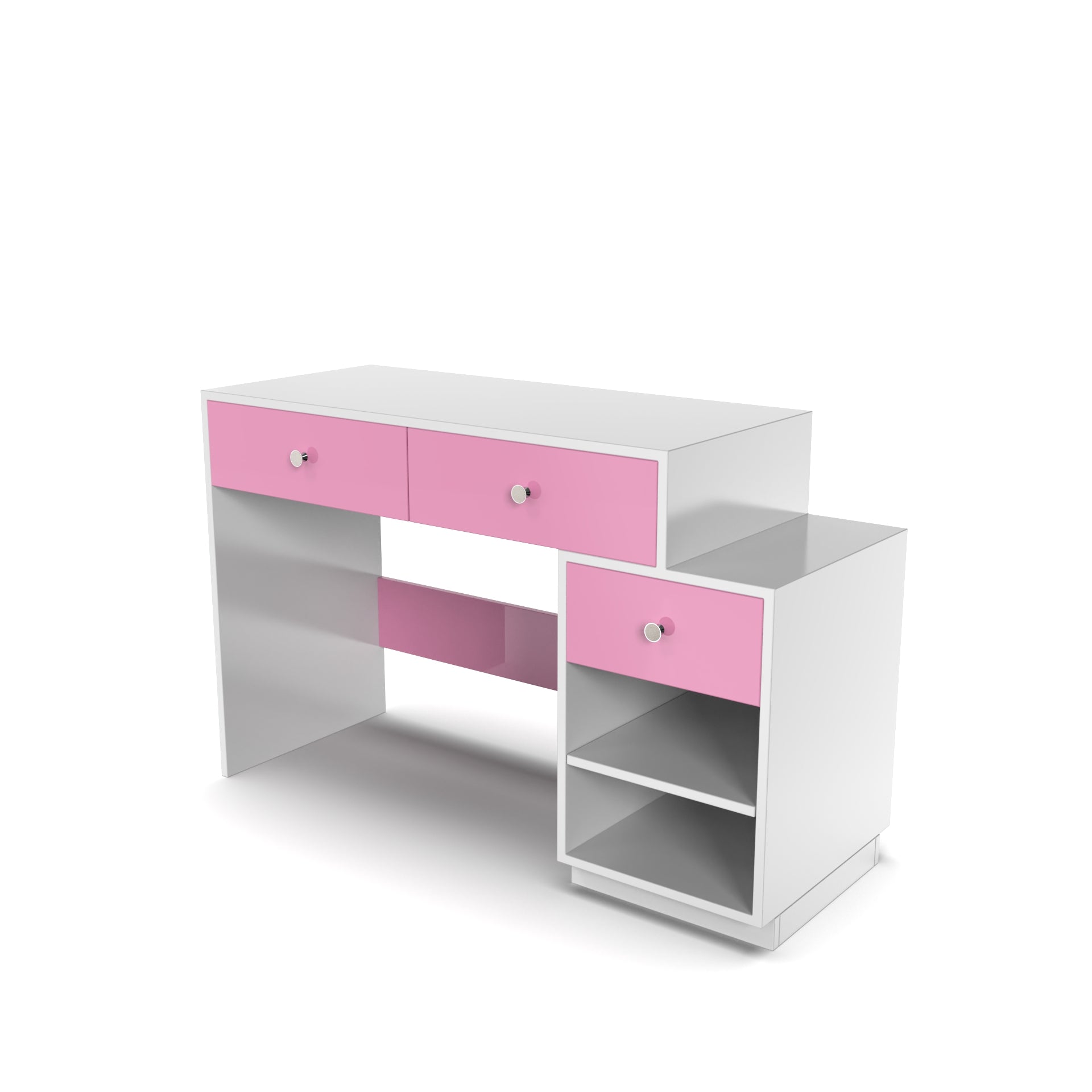 Victor Study Table with Drawers and Storage - Hutch Pink and Frosty White - Neehv Home