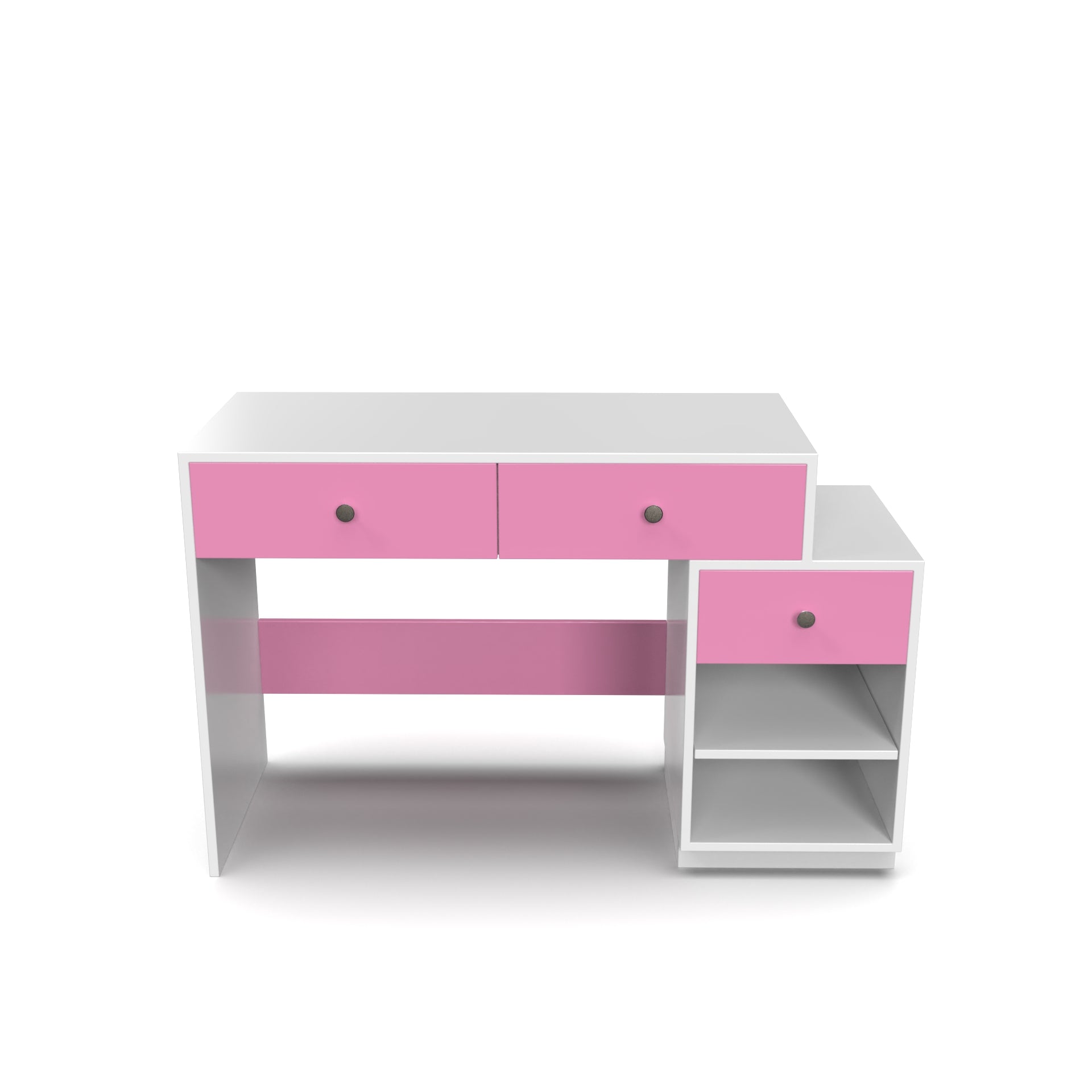 Victor Study Table with Drawers and Storage - Hutch Pink and Frosty White - Neehv Home