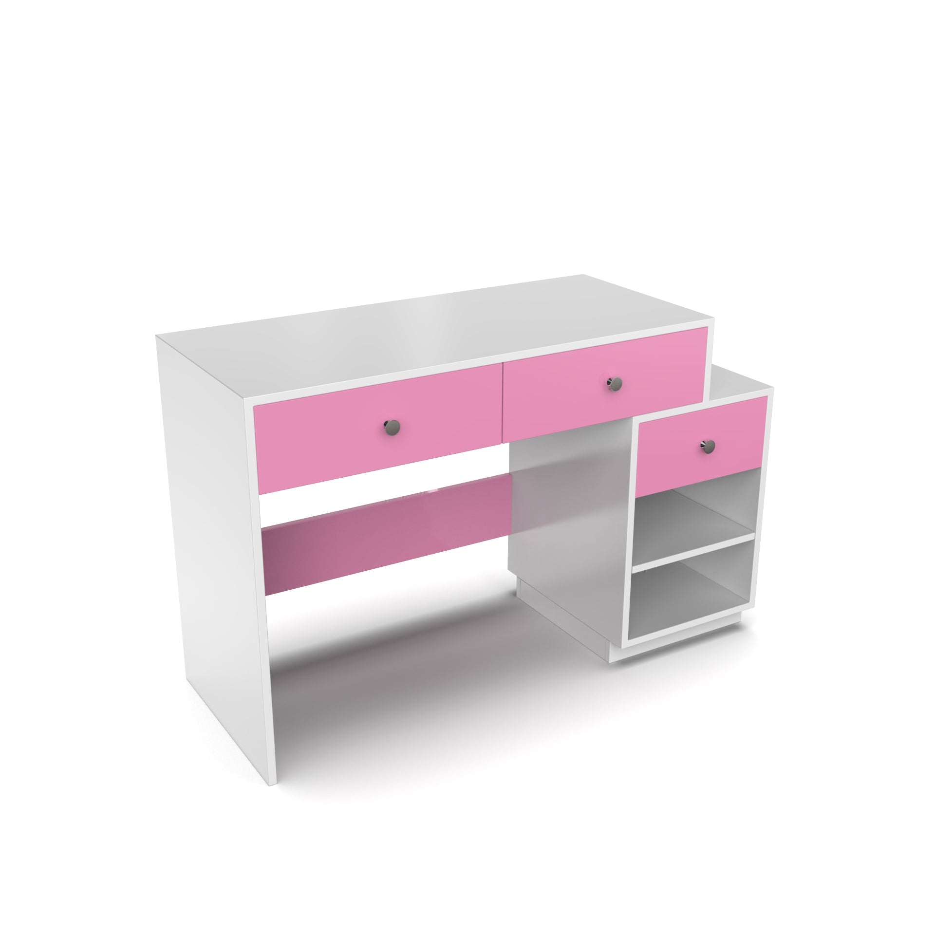 Victor Study Table with Drawers and Storage - Hutch Pink and Frosty White - Neehv Home