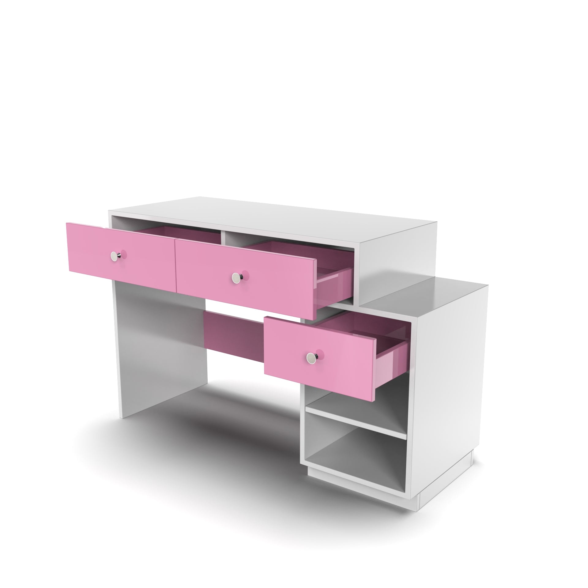 Victor Study Table with Drawers and Storage - Hutch Pink and Frosty White - Neehv Home