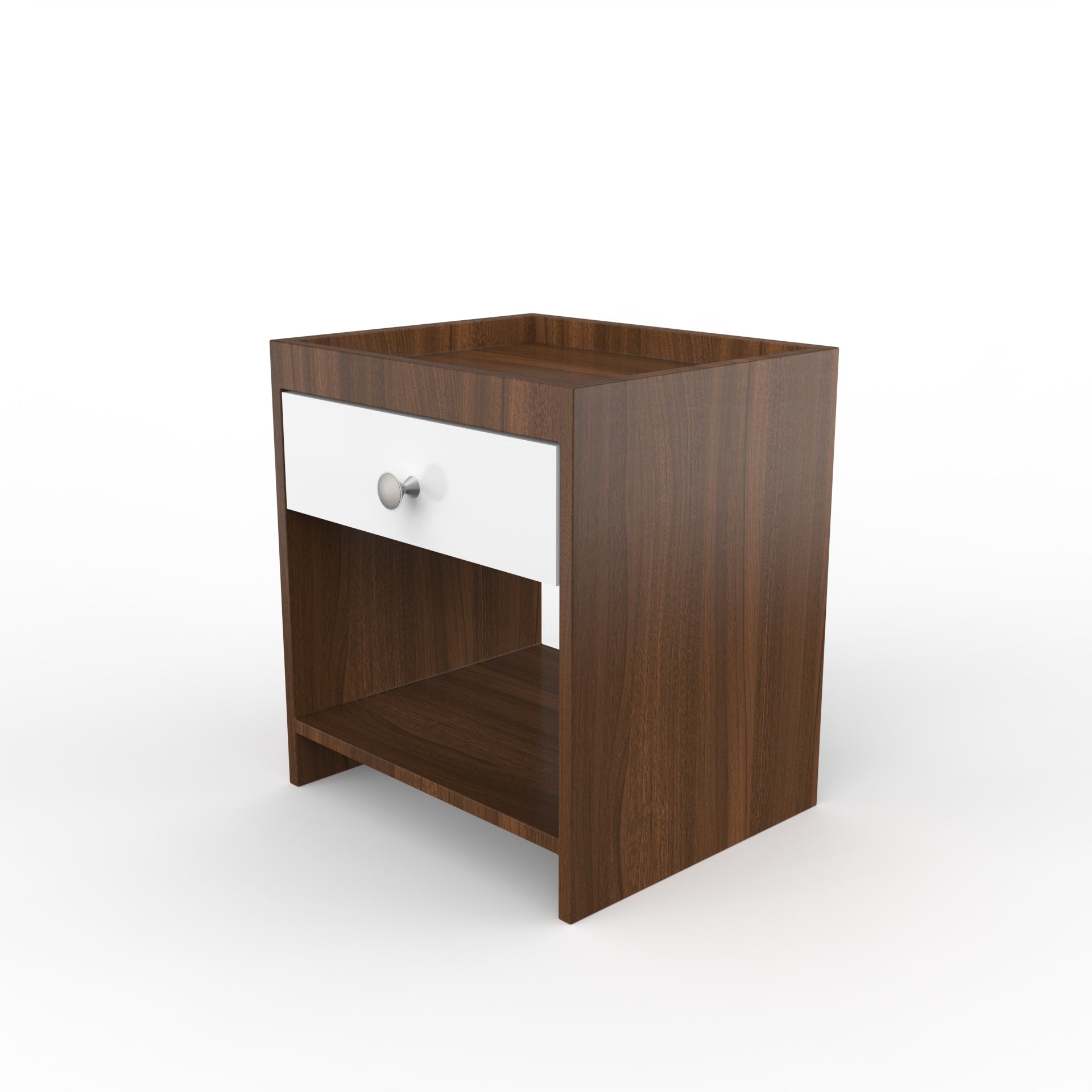 Aiden Side Table with Drawer  - Classic Walnut and Frosty White - Neehv Home