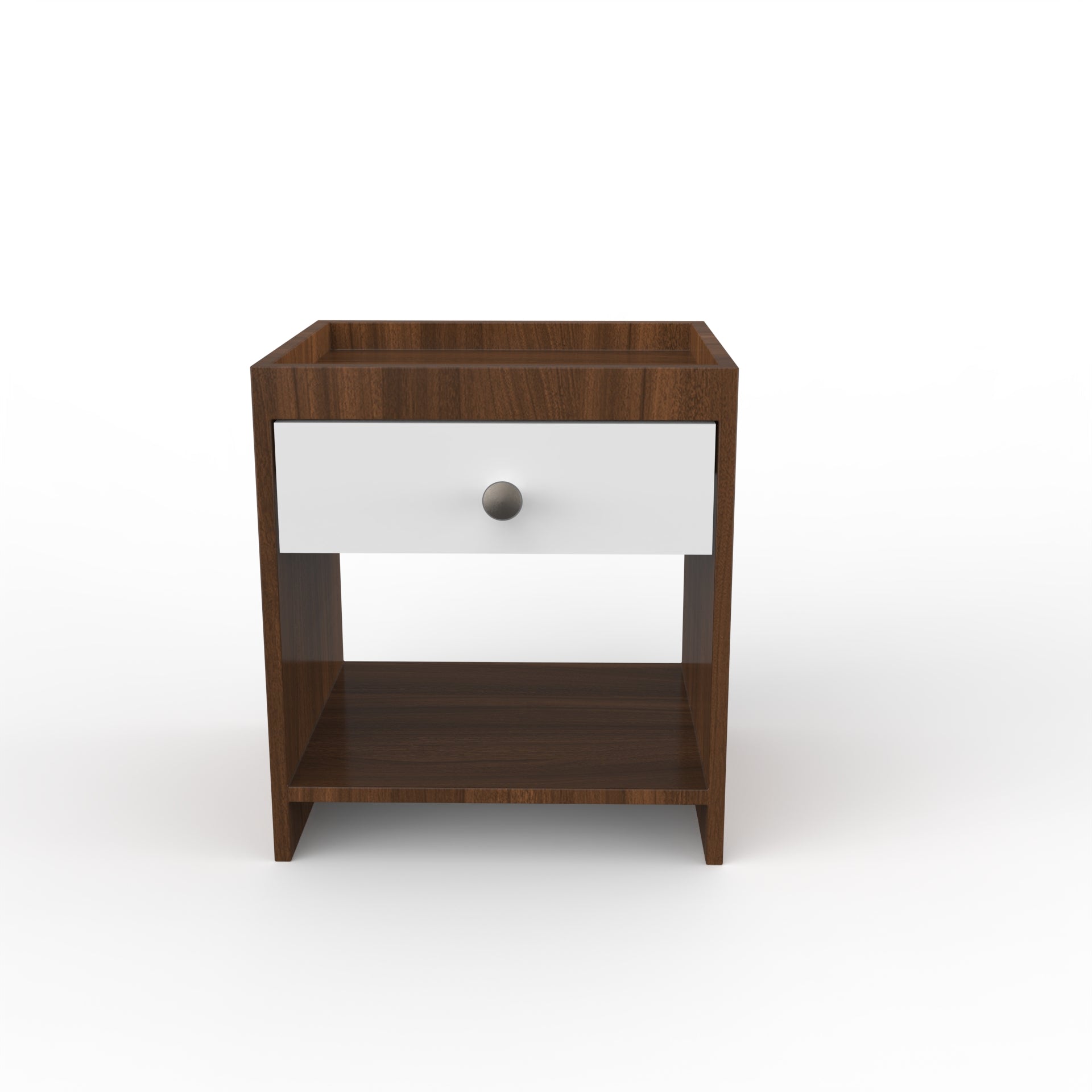 Aiden Side Table with Drawer  - Classic Walnut and Frosty White - Neehv Home