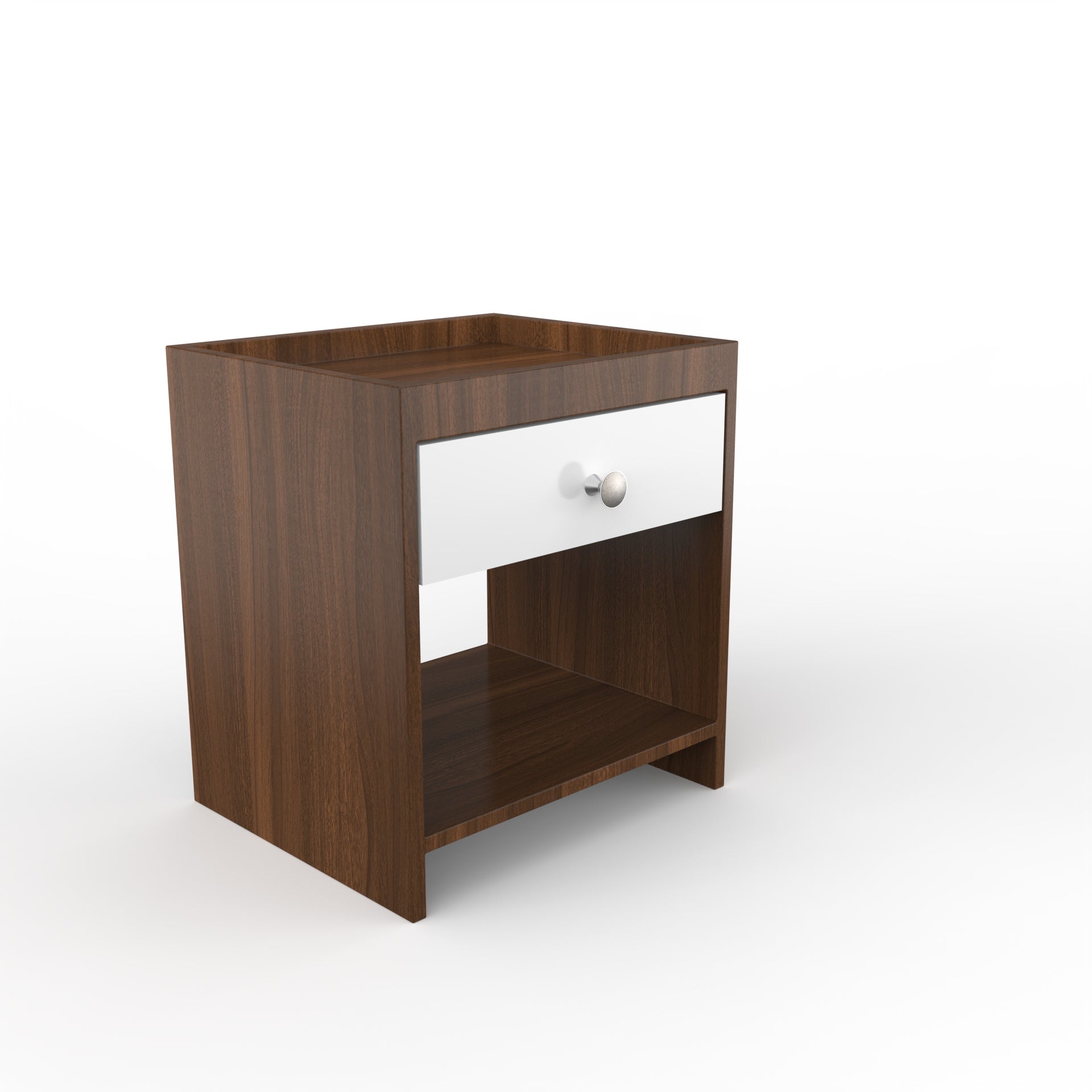 Aiden Side Table with Drawer  - Classic Walnut and Frosty White - Neehv Home