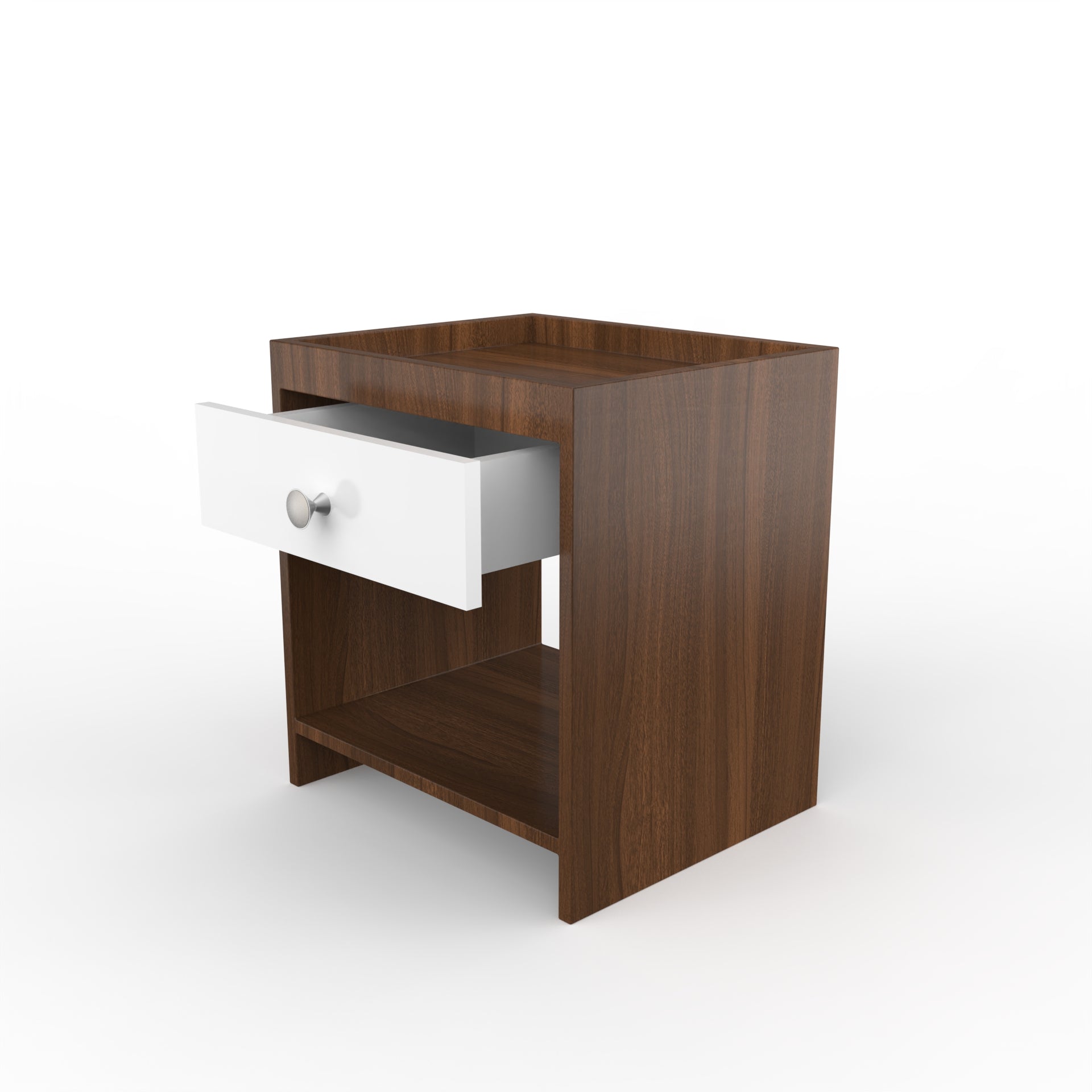 Aiden Side Table with Drawer  - Classic Walnut and Frosty White - Neehv Home