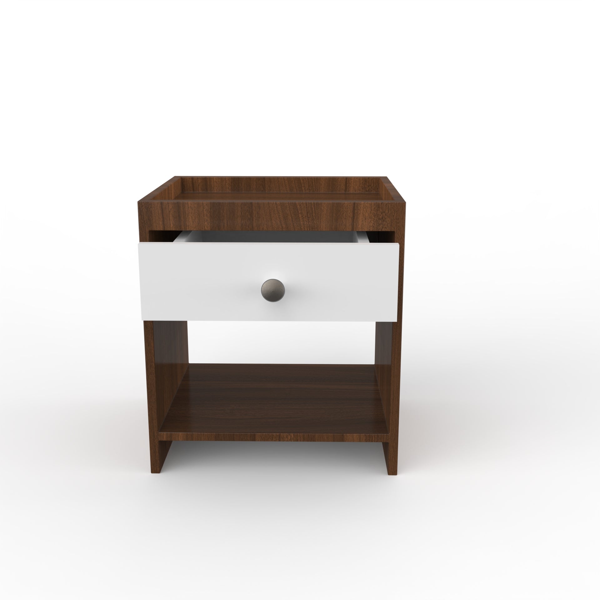 Aiden Side Table with Drawer  - Classic Walnut and Frosty White - Neehv Home