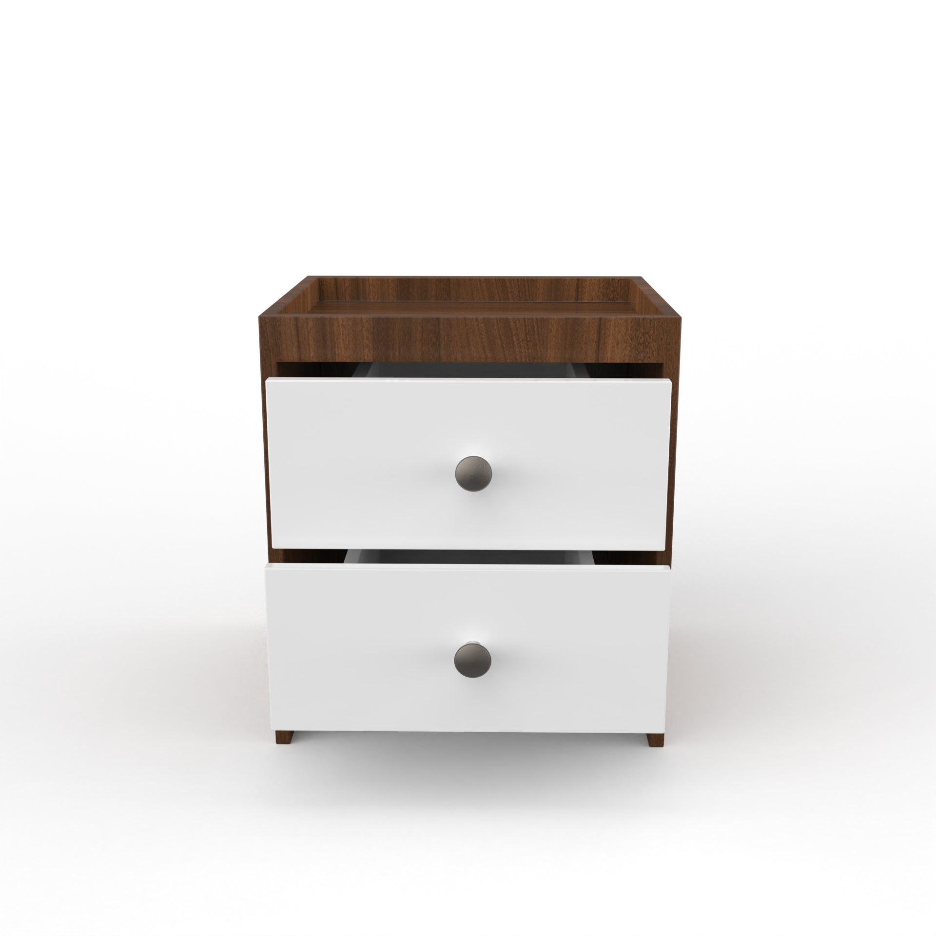 Sinclair Side Table with Drawer - Classic Walnut and Frosty White - Neehv Home