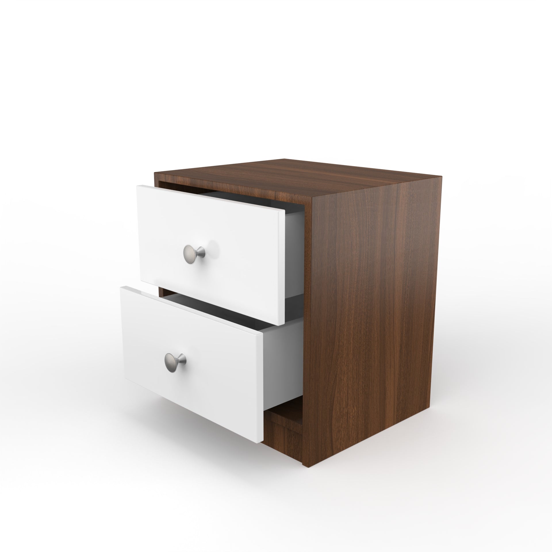 Liam Bedside Table - Classic Walnut and Frosty White - Neehv Home