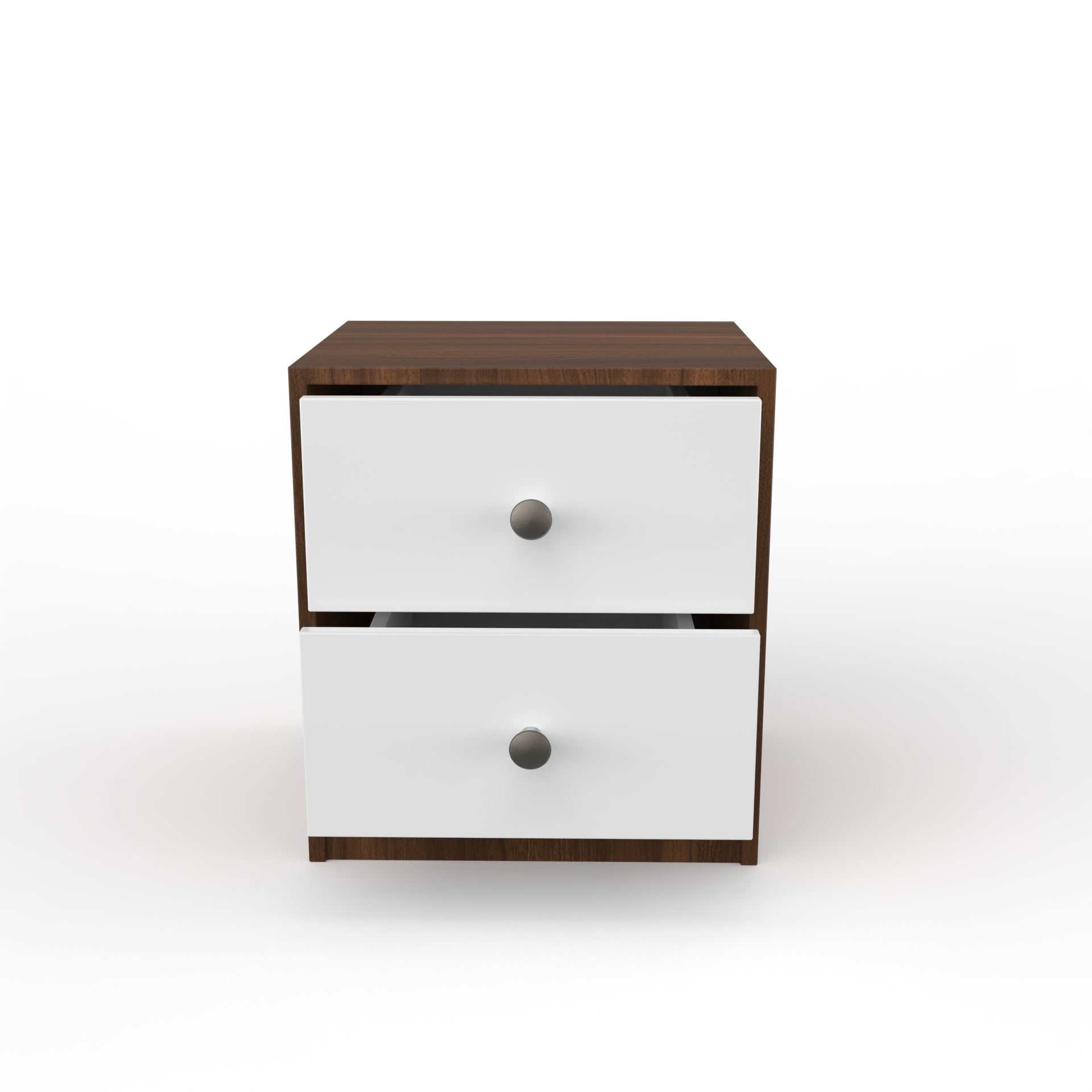 Liam Bedside Table - Classic Walnut and Frosty White - Neehv Home