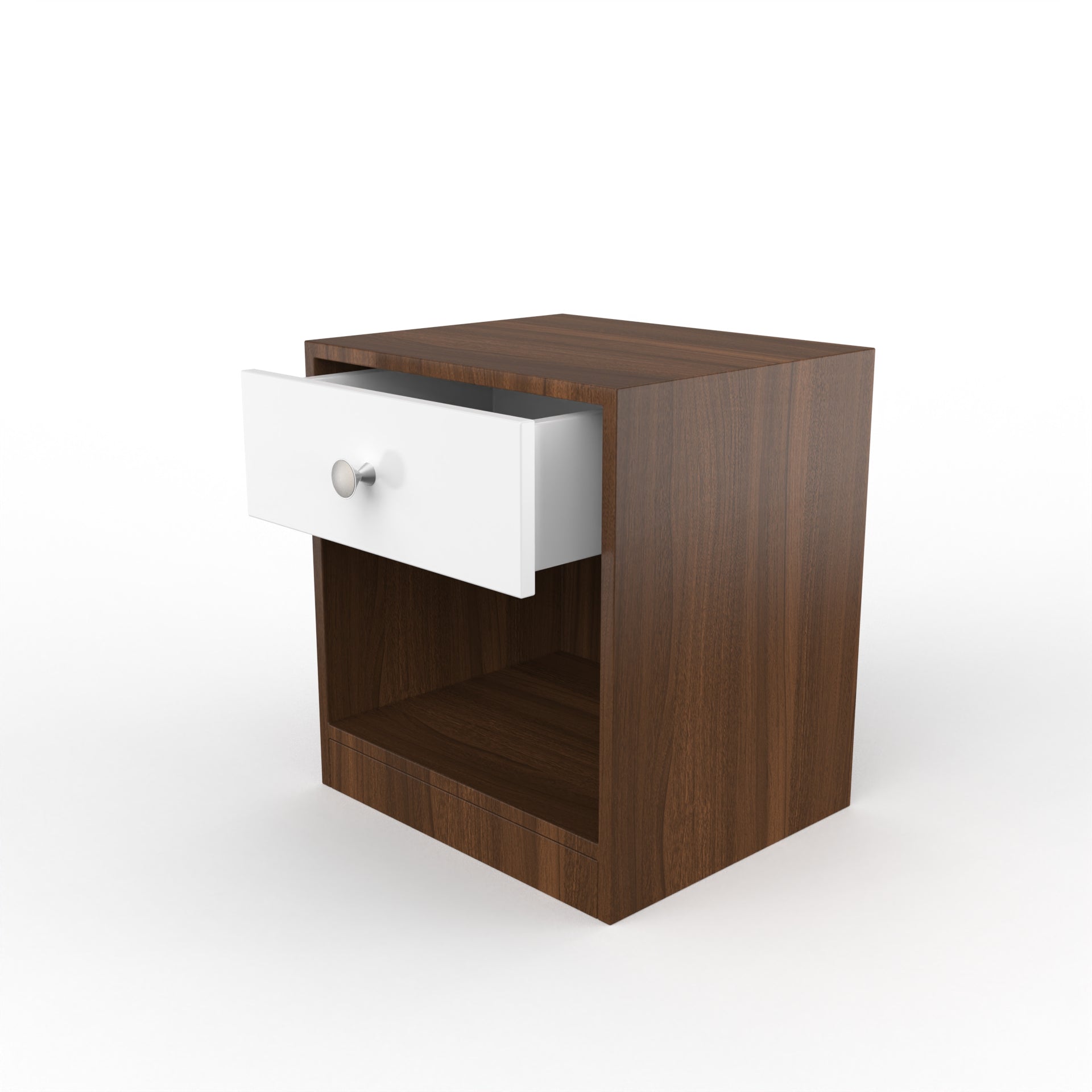 Owen Side Table with Drawer  - Classic Walnut and Frosty White - Neehv Home