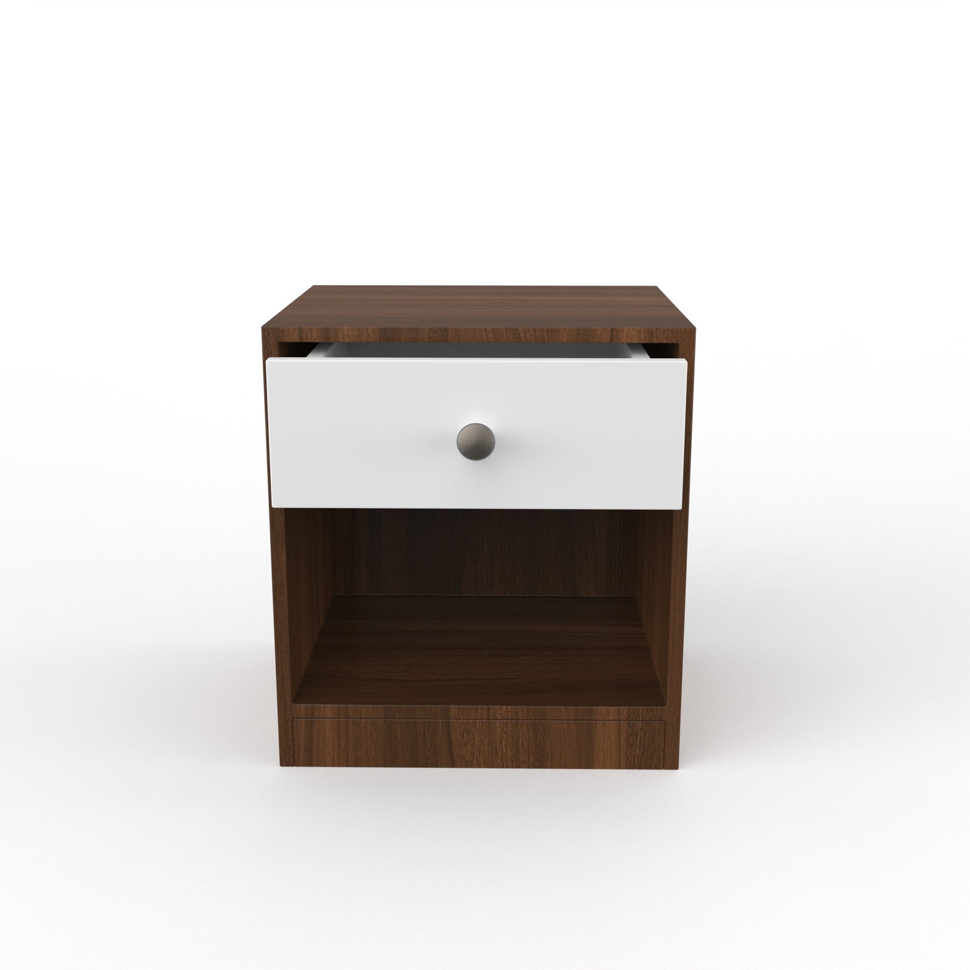 Owen Side Table with Drawer  - Classic Walnut and Frosty White - Neehv Home