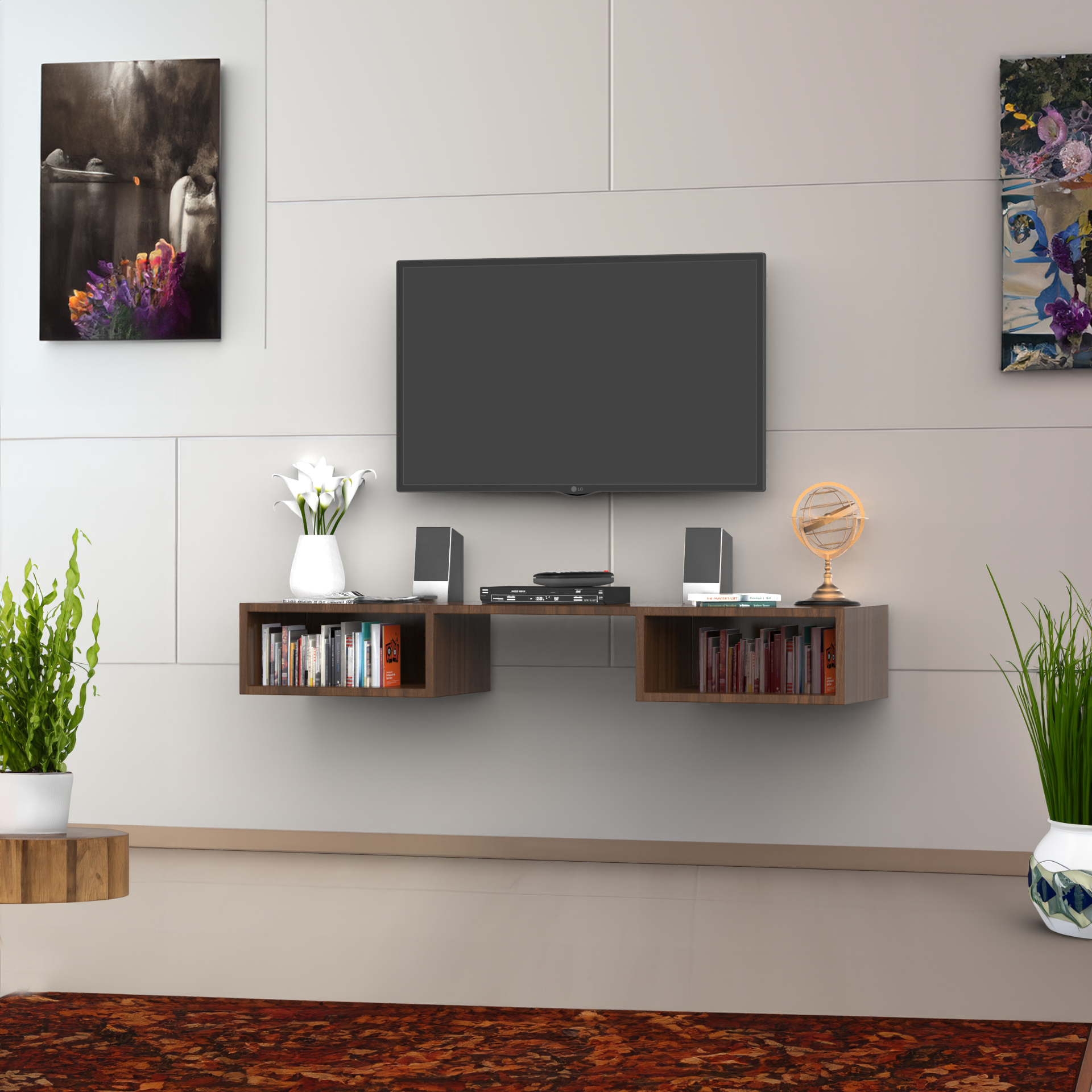 Peridot Wall TV Unit - Classic Walnut - Neehv Home