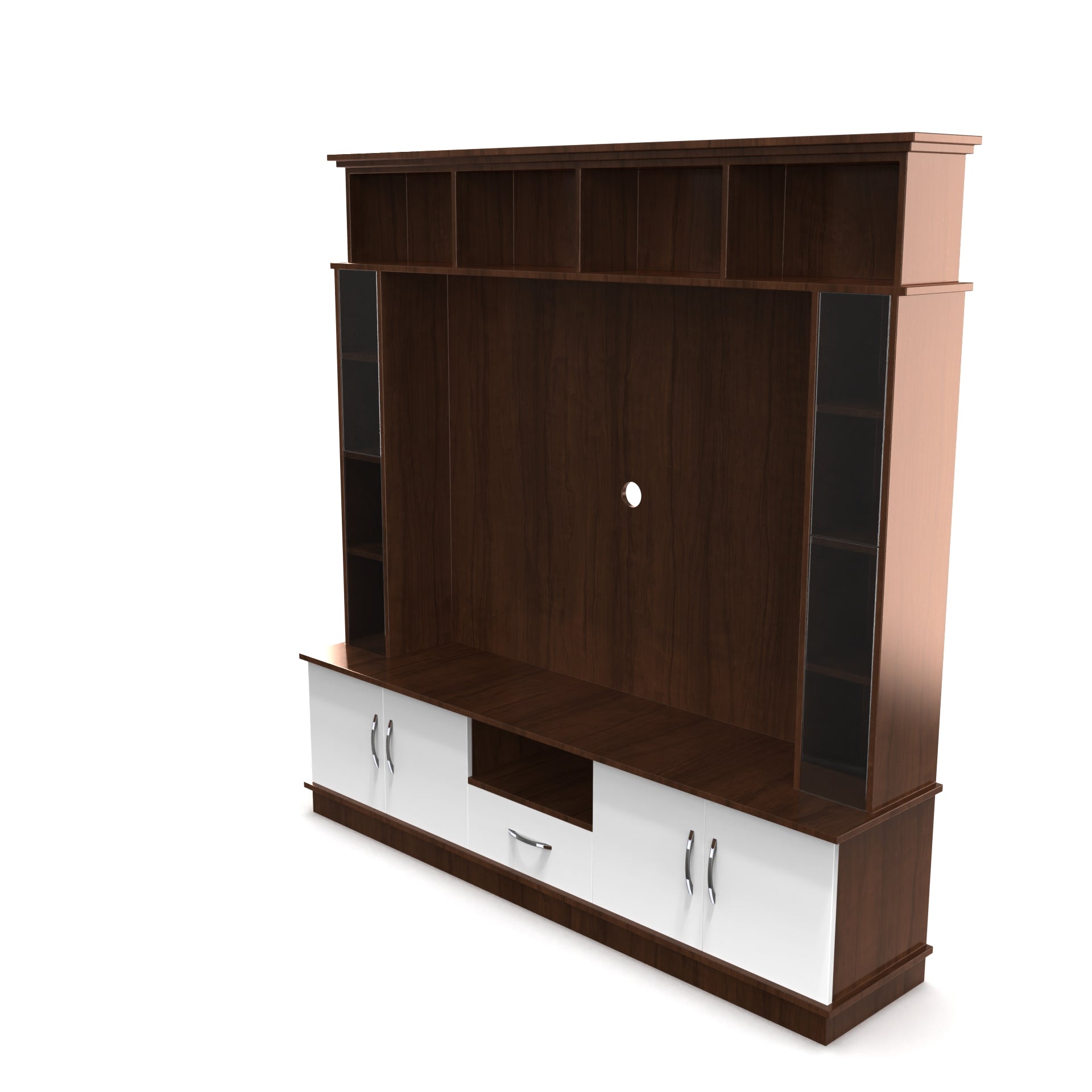 Goldberg Wooden TV Unit - Brazilian Walnut and Frosty White - Neehv Home