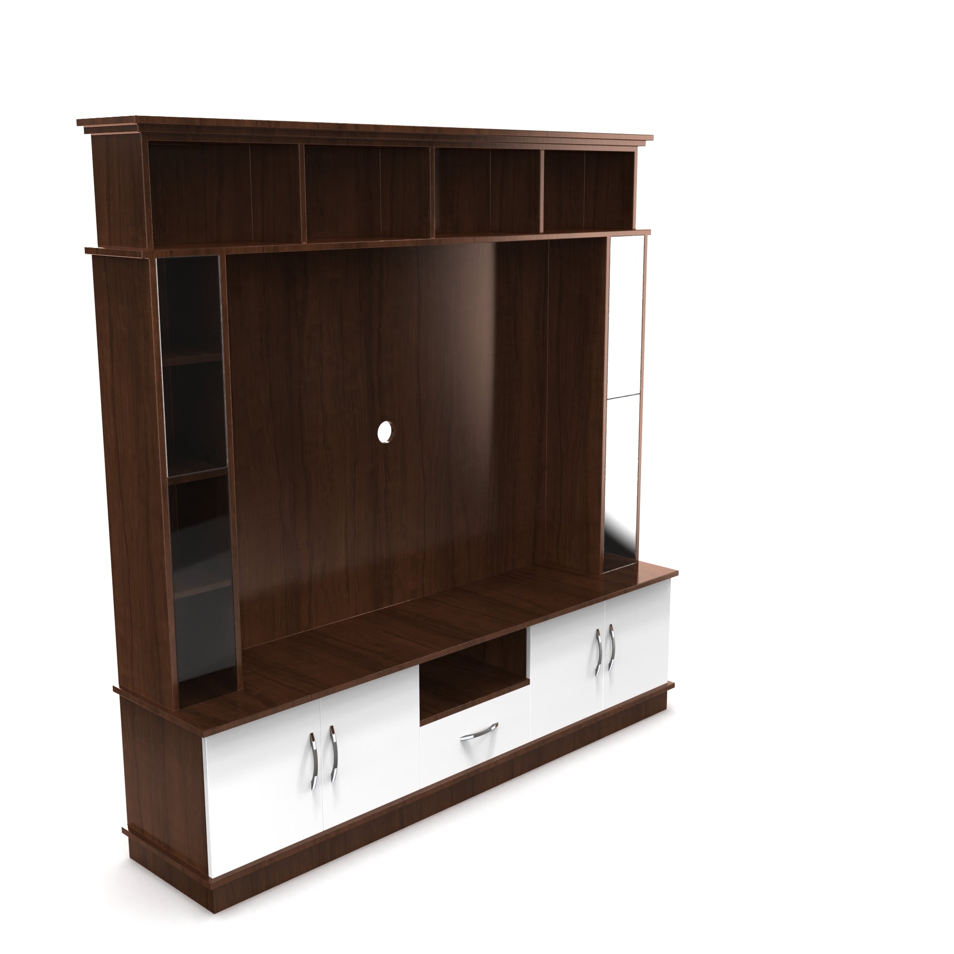 Goldberg Wooden TV Unit - Brazilian Walnut and Frosty White - Neehv Home