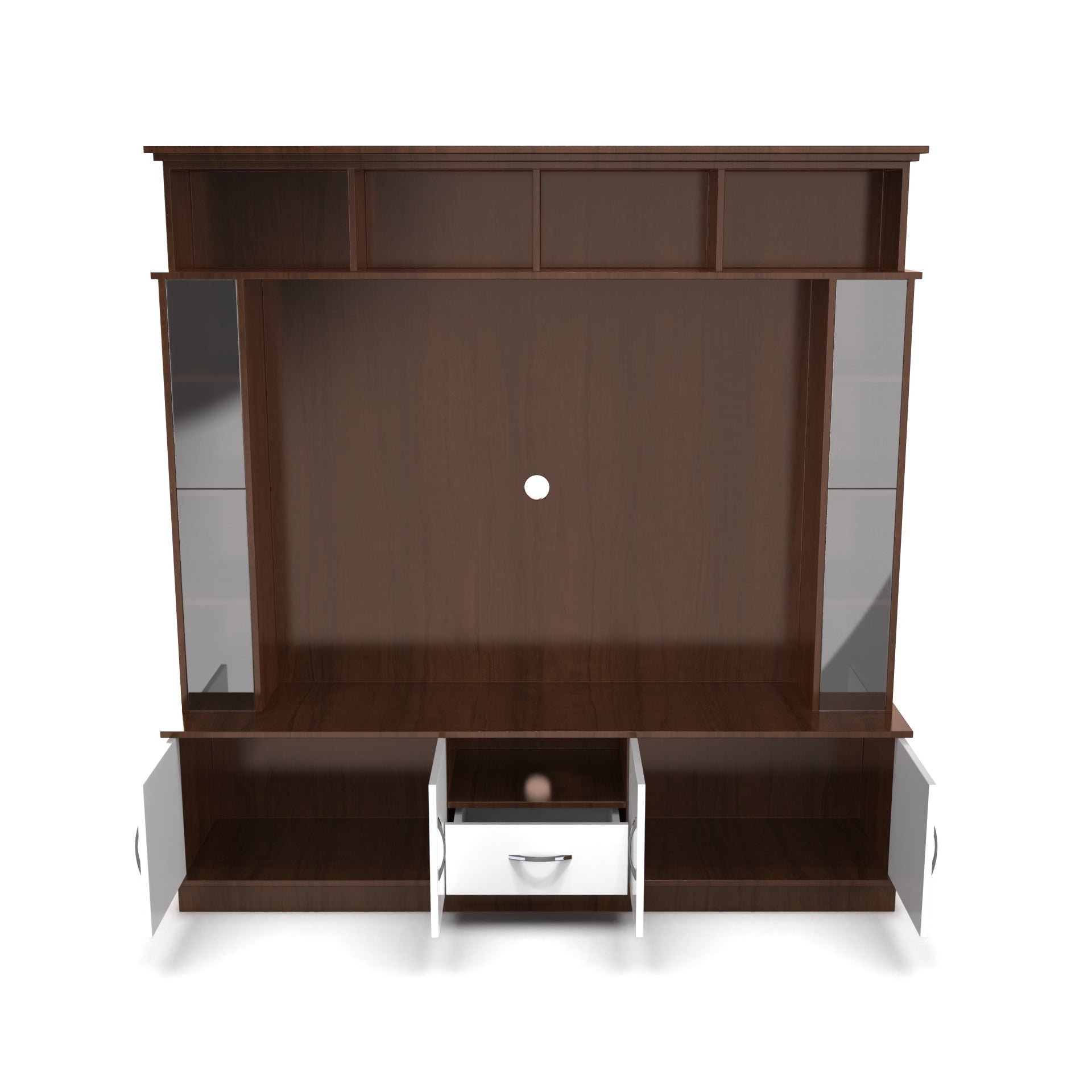 Goldberg Wooden TV Unit - Brazilian Walnut and Frosty White - Neehv Home