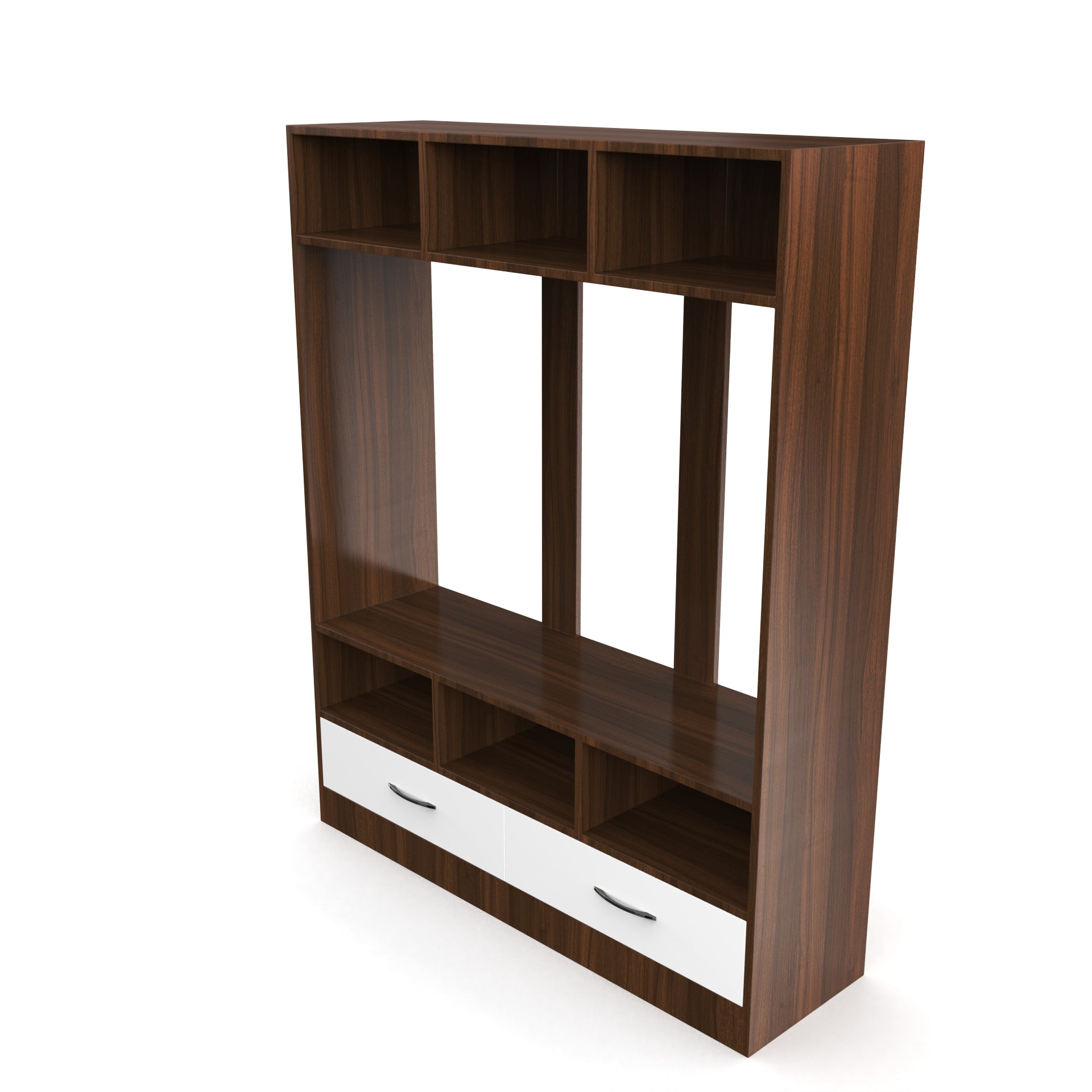 Polaris Wooden TV Unit - Classic Walnut and Frosty White - Neehv Home