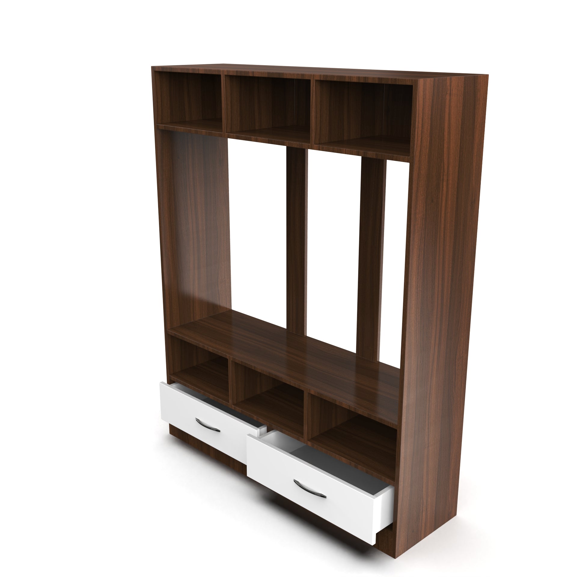 Polaris Wooden TV Unit - Classic Walnut and Frosty White - Neehv Home