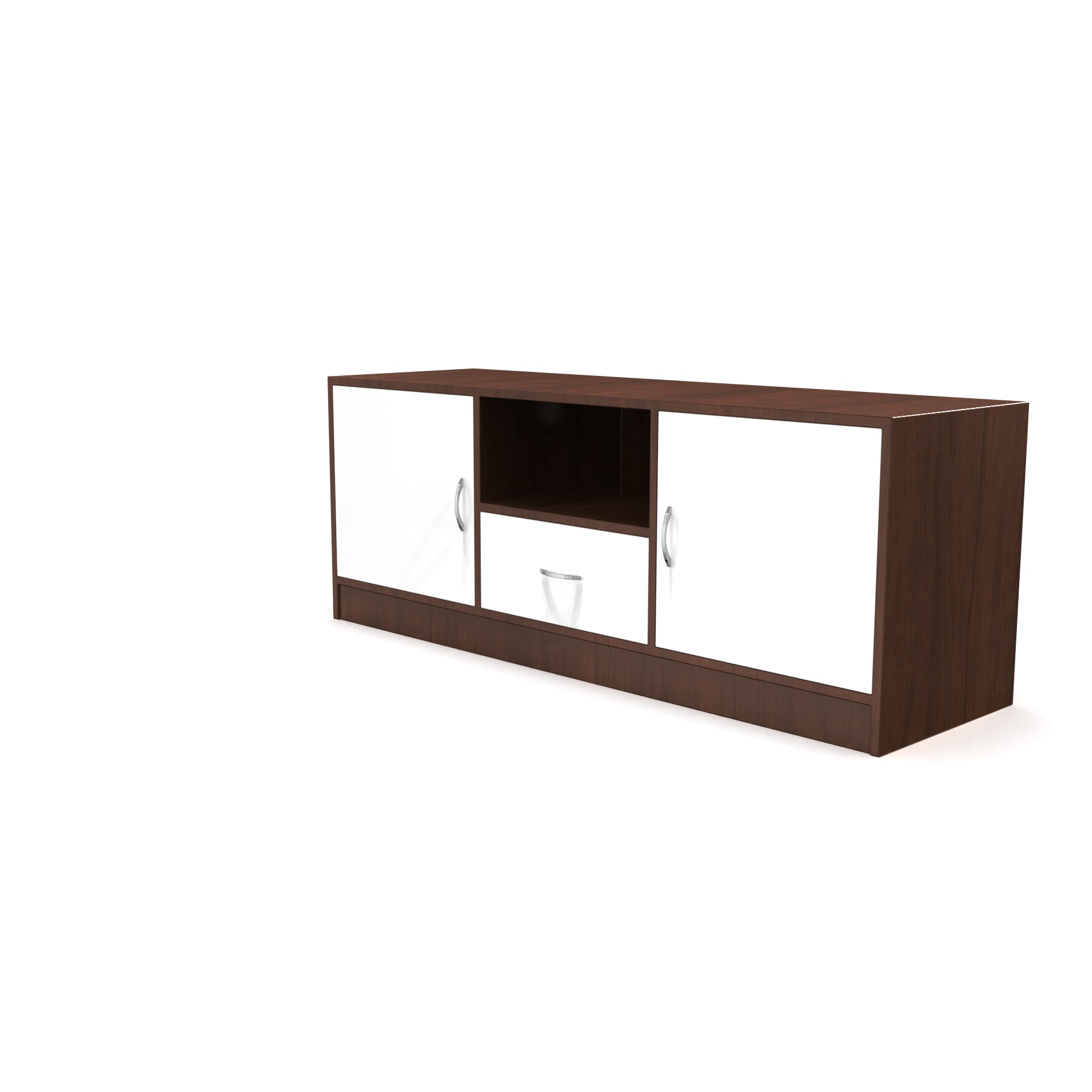 Serenity Wooden TV Unit - Brazilian Walnut and Frosty White - Neehv Home