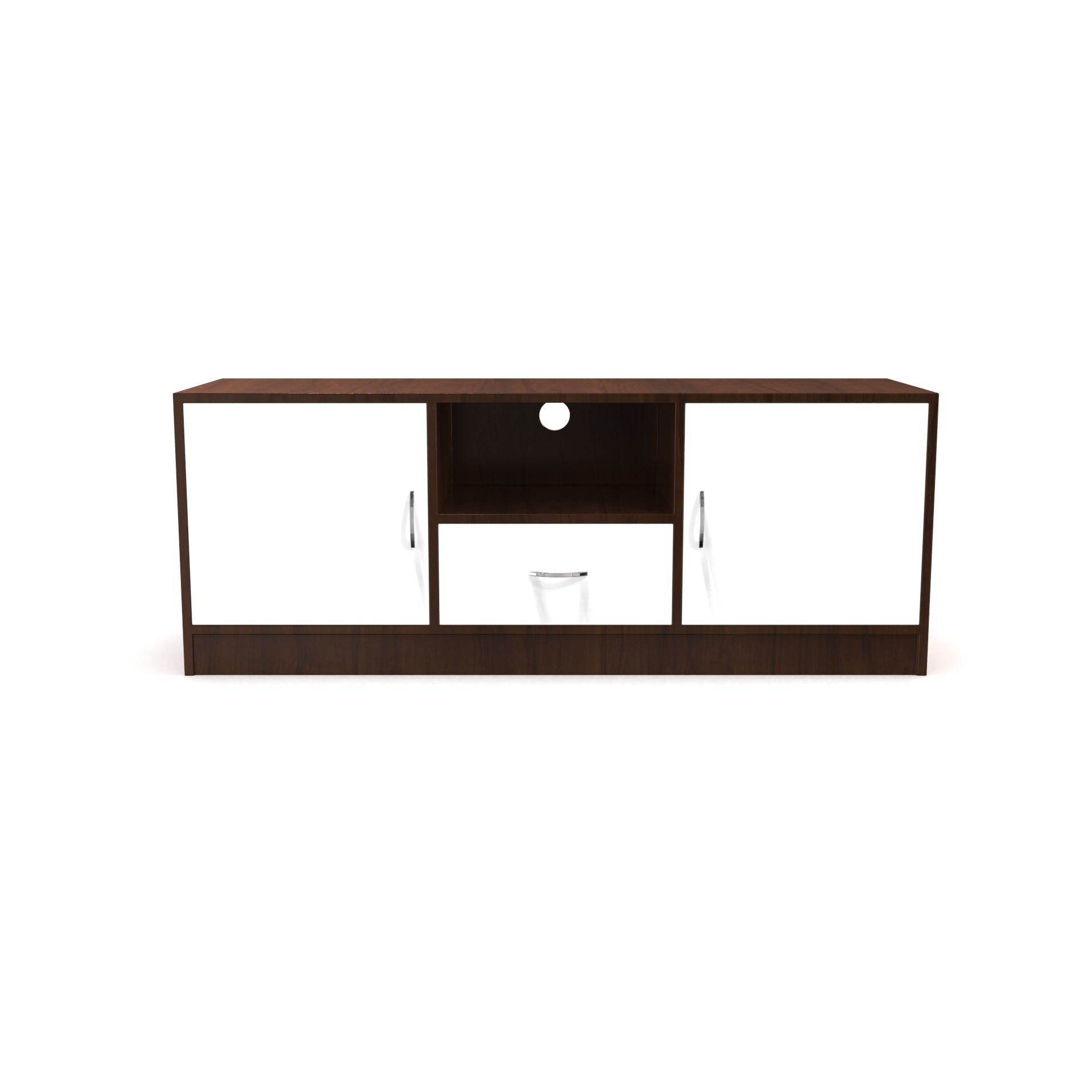 Serenity Wooden TV Unit - Brazilian Walnut and Frosty White - Neehv Home