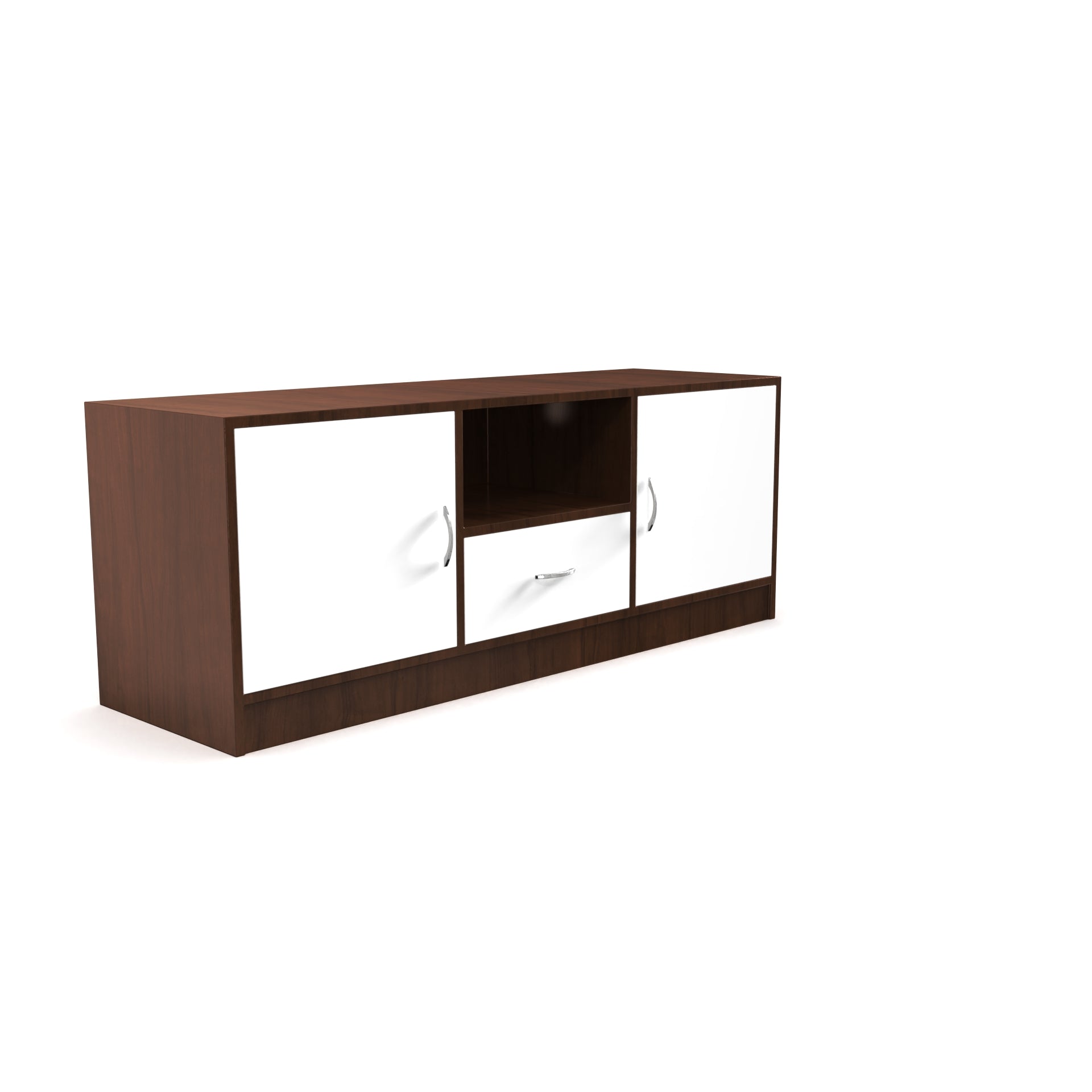 Serenity Wooden TV Unit - Brazilian Walnut and Frosty White - Neehv Home