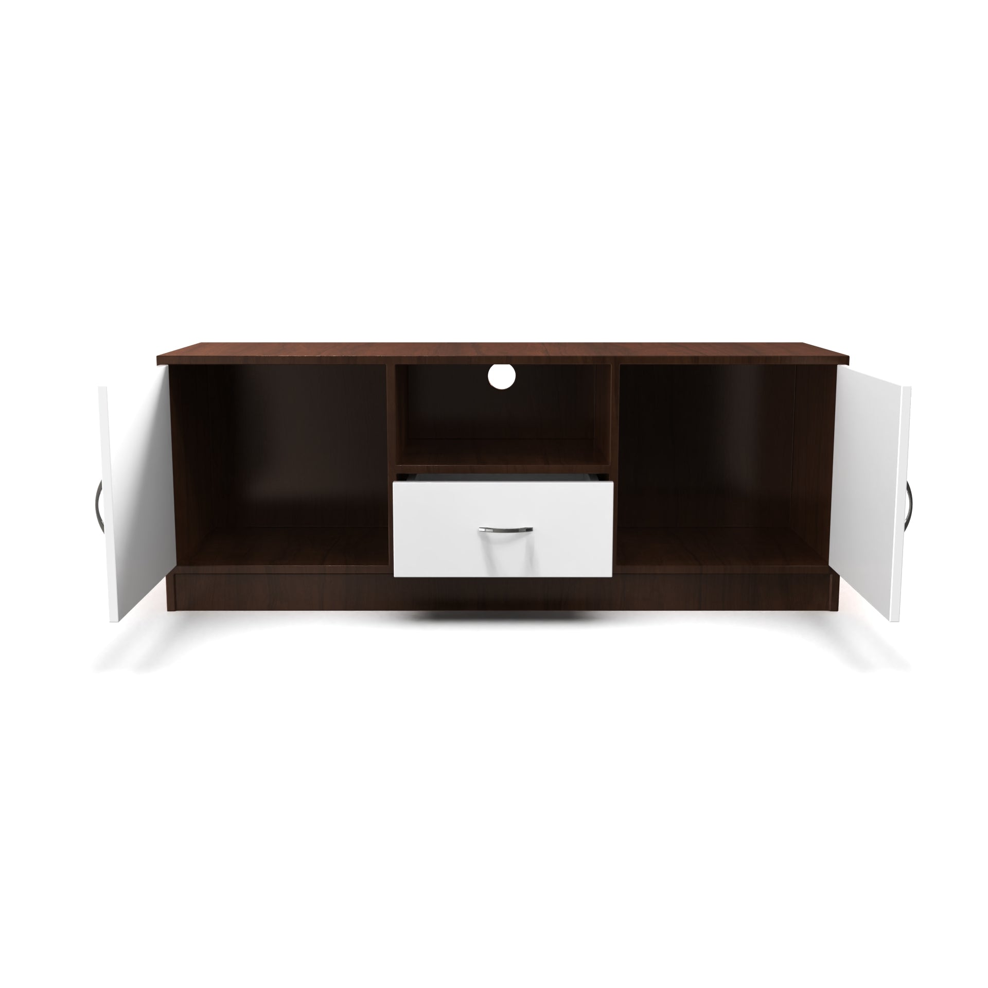 Serenity Wooden TV Unit - Brazilian Walnut and Frosty White - Neehv Home