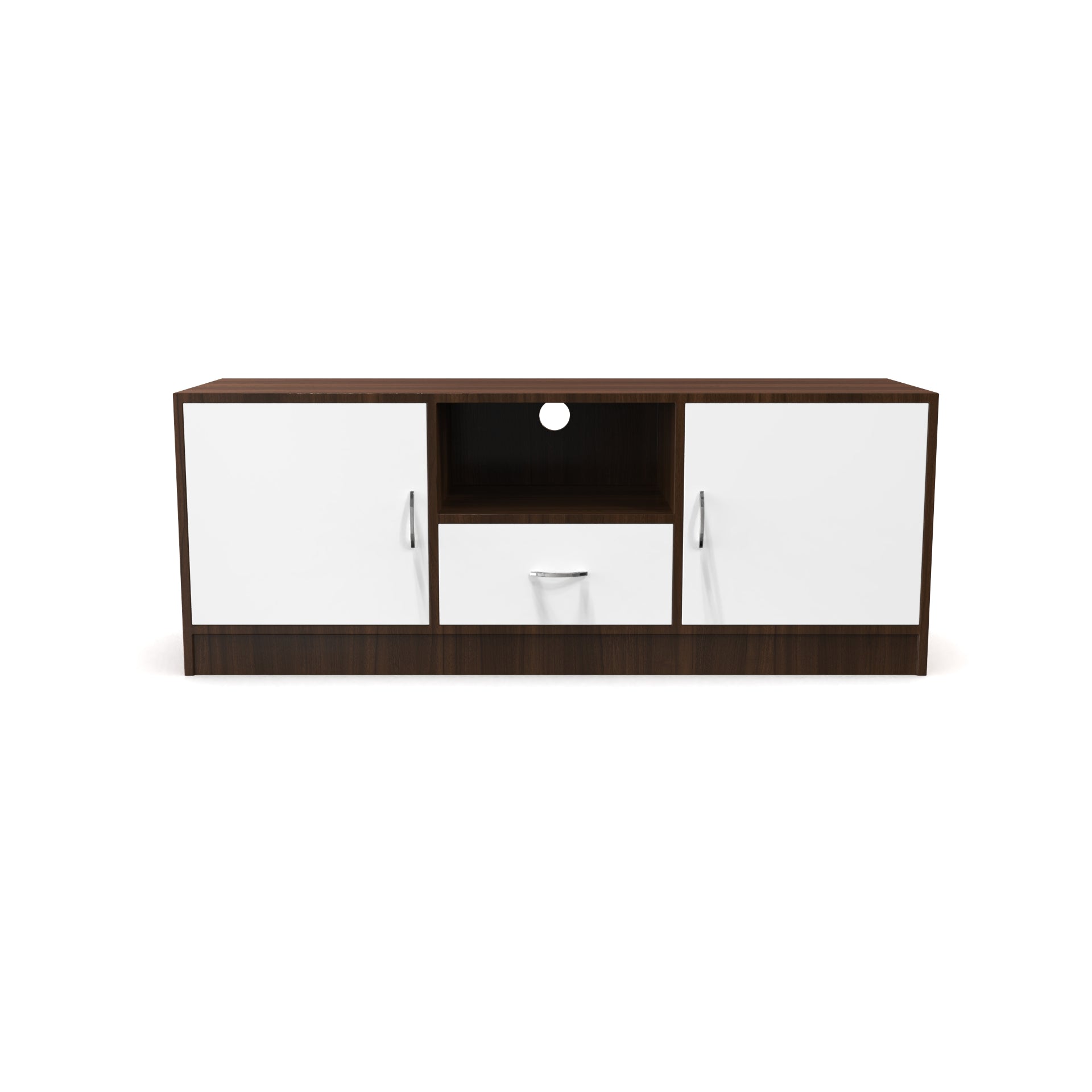 Serenity Wooden TV Unit - Classic Walnut and Frosty White - Neehv Home