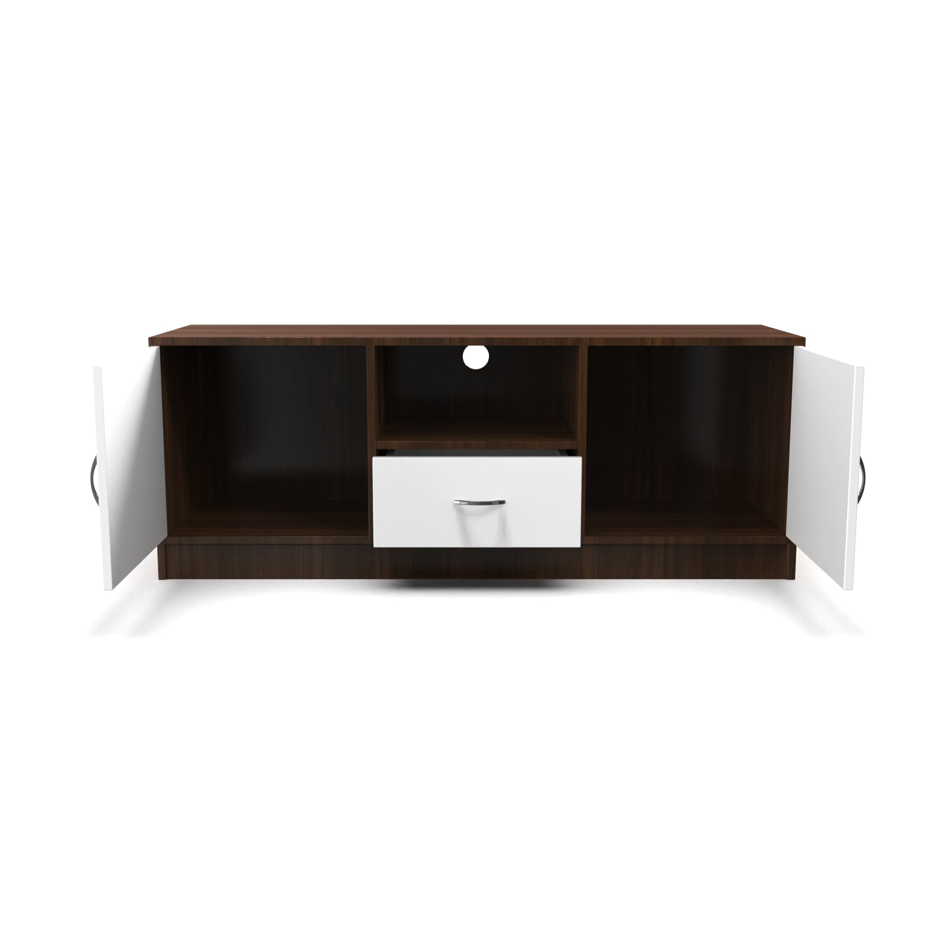 Serenity Wooden TV Unit - Classic Walnut and Frosty White - Neehv Home