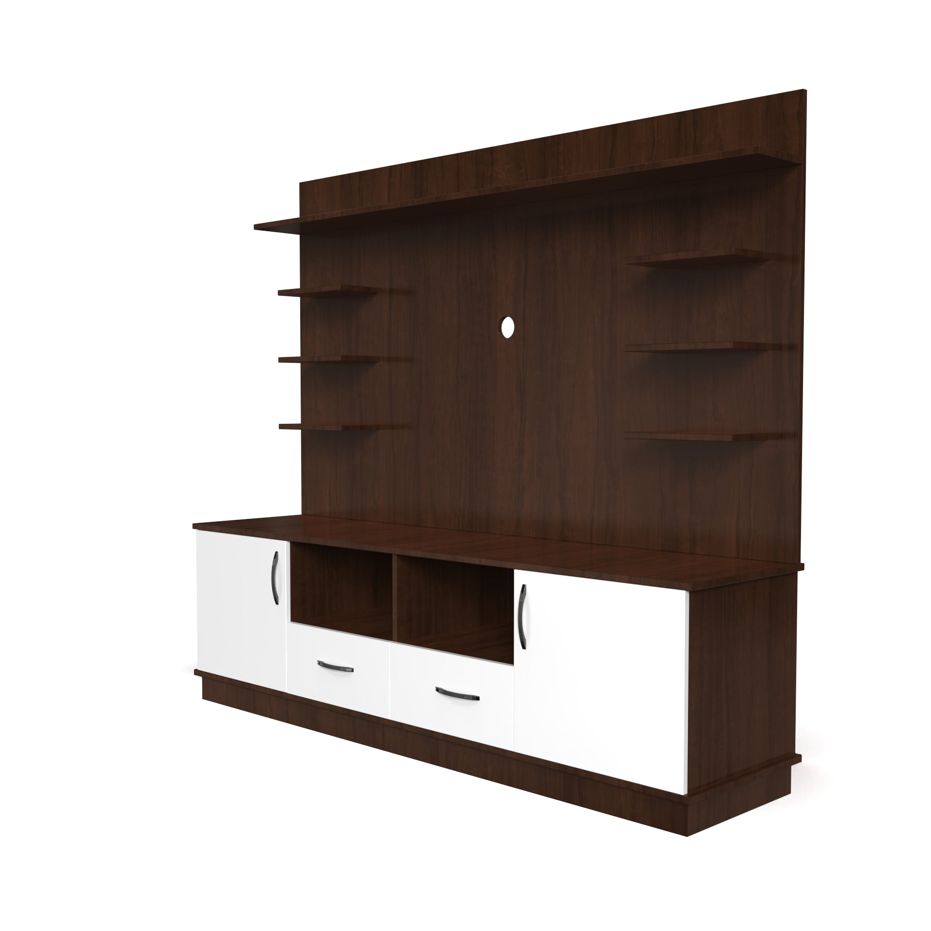 Brilliance TV Unit - Brazilian Walnut and Frosty White - Neehv Home